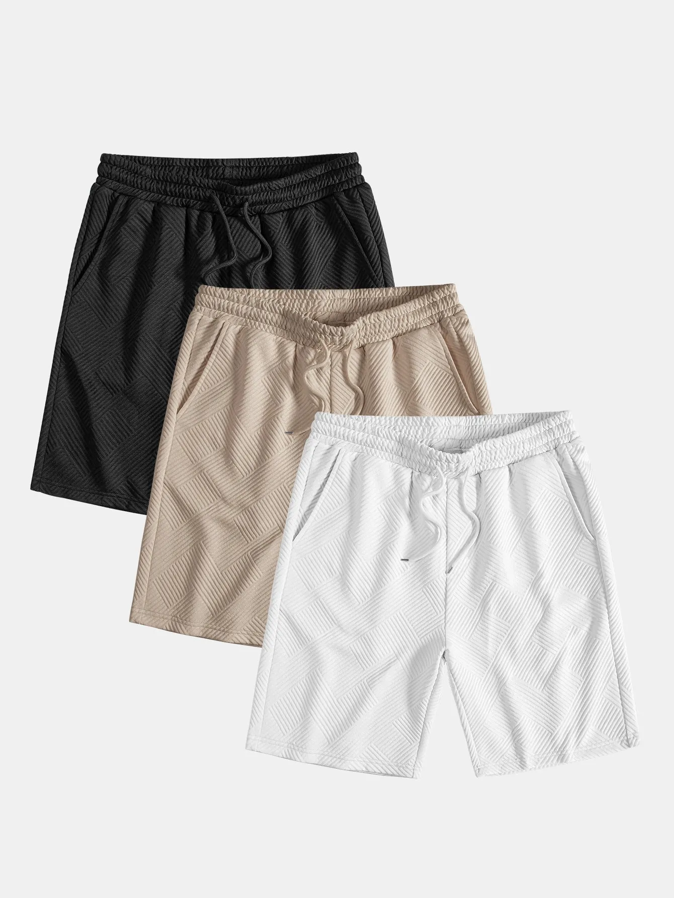 3 Pieces Striped Jacquard Drawstring Shorts sold by Hoooyi product image thumbnail 2