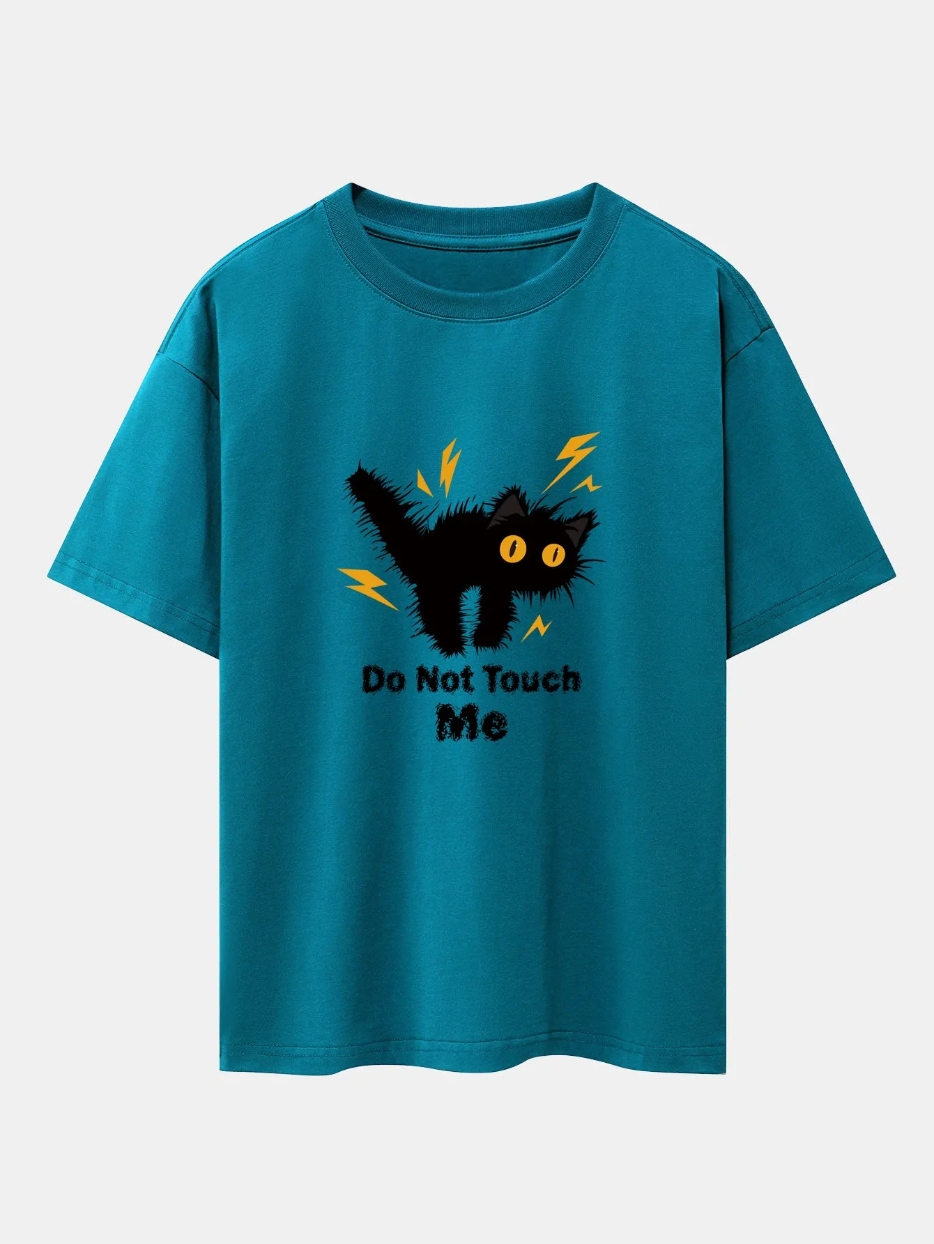 Electric Black Cat Print Drop Shoulder Oversize T-Shirt sold by Hoooyi product image thumbnail 3