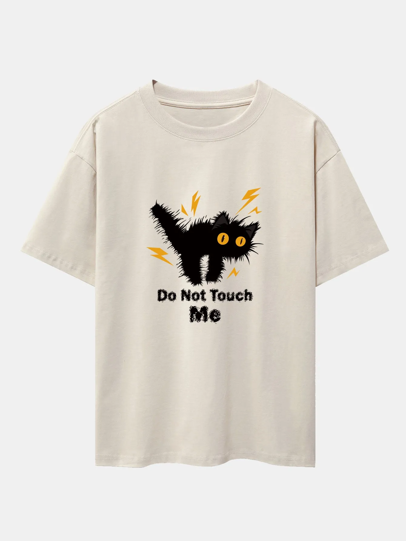 Electric Black Cat Print Drop Shoulder Oversize T-Shirt sold by Hoooyi product image thumbnail 2