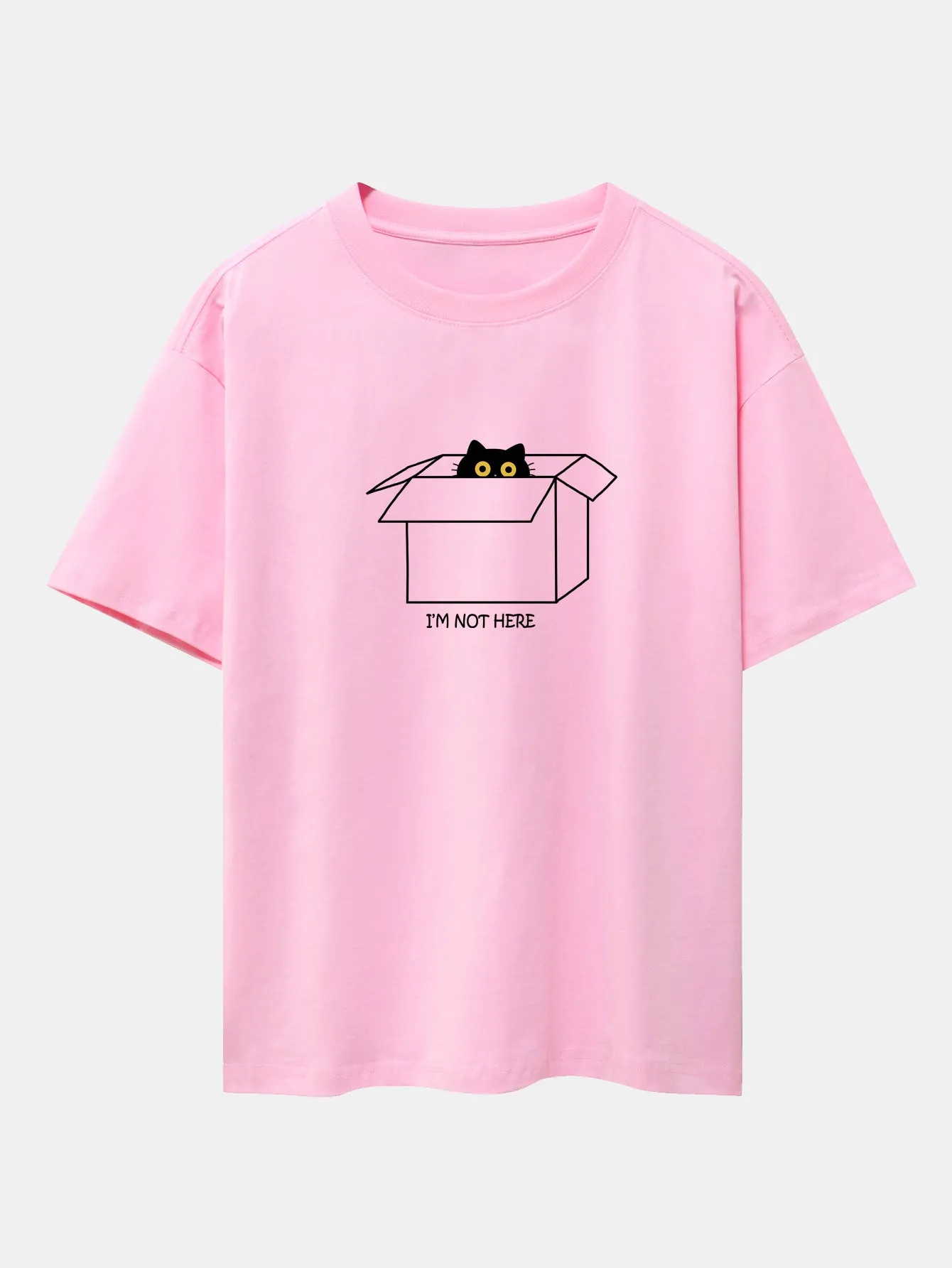 Black Cat Peeking Through Cardboard Print Drop Shoulder Oversize T-Shirt sold by Hoooyi product image thumbnail 3