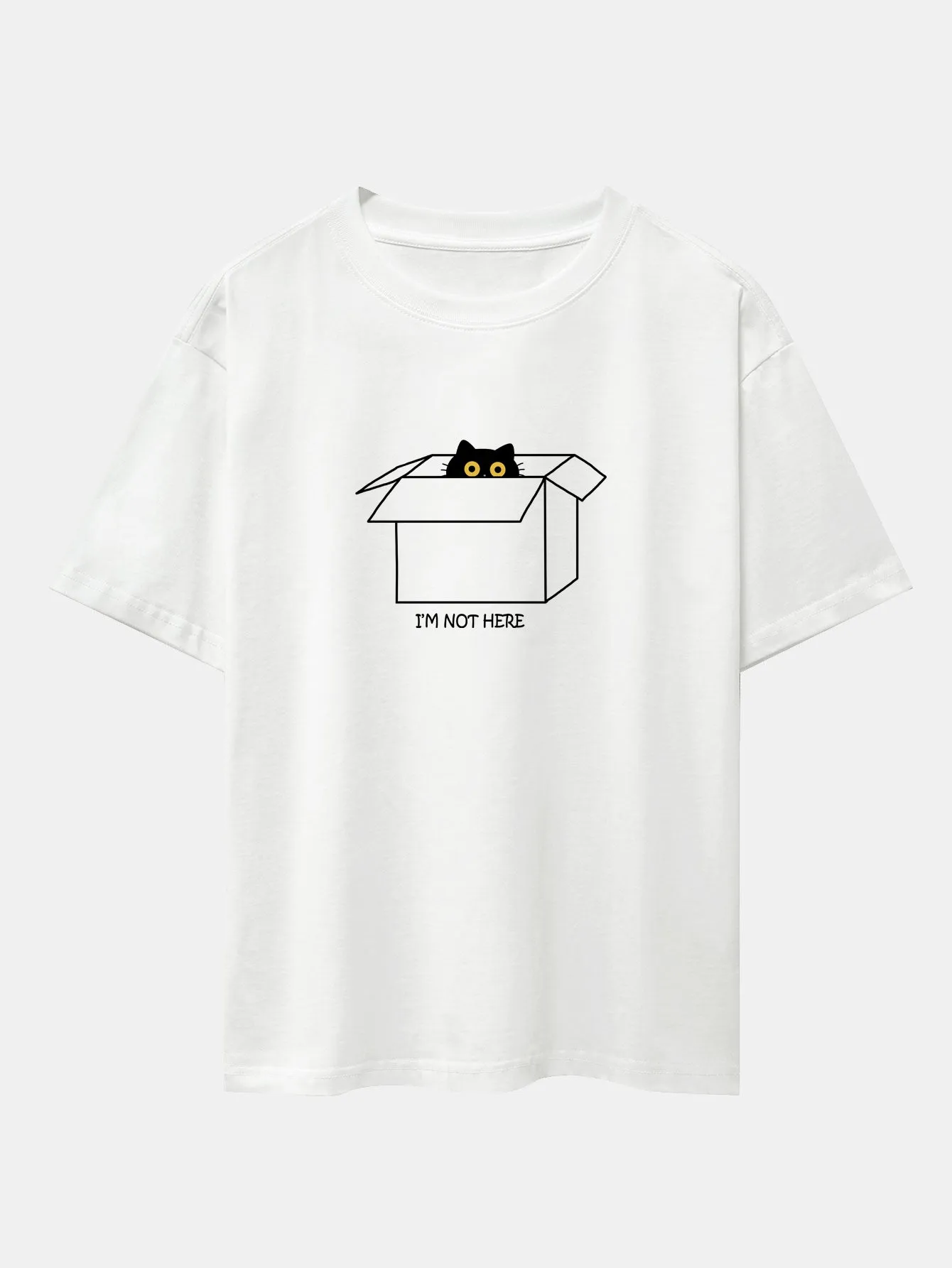 Black Cat Peeking Through Cardboard Print Drop Shoulder Oversize T-Shirt sold by Hoooyi product image thumbnail 2