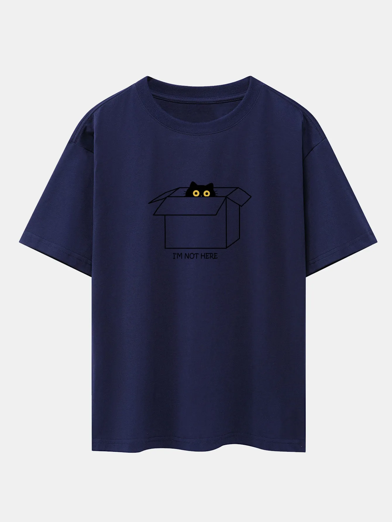 Black Cat Peeking Through Cardboard Print Drop Shoulder Oversize T-Shirt sold by Hoooyi product image thumbnail 4