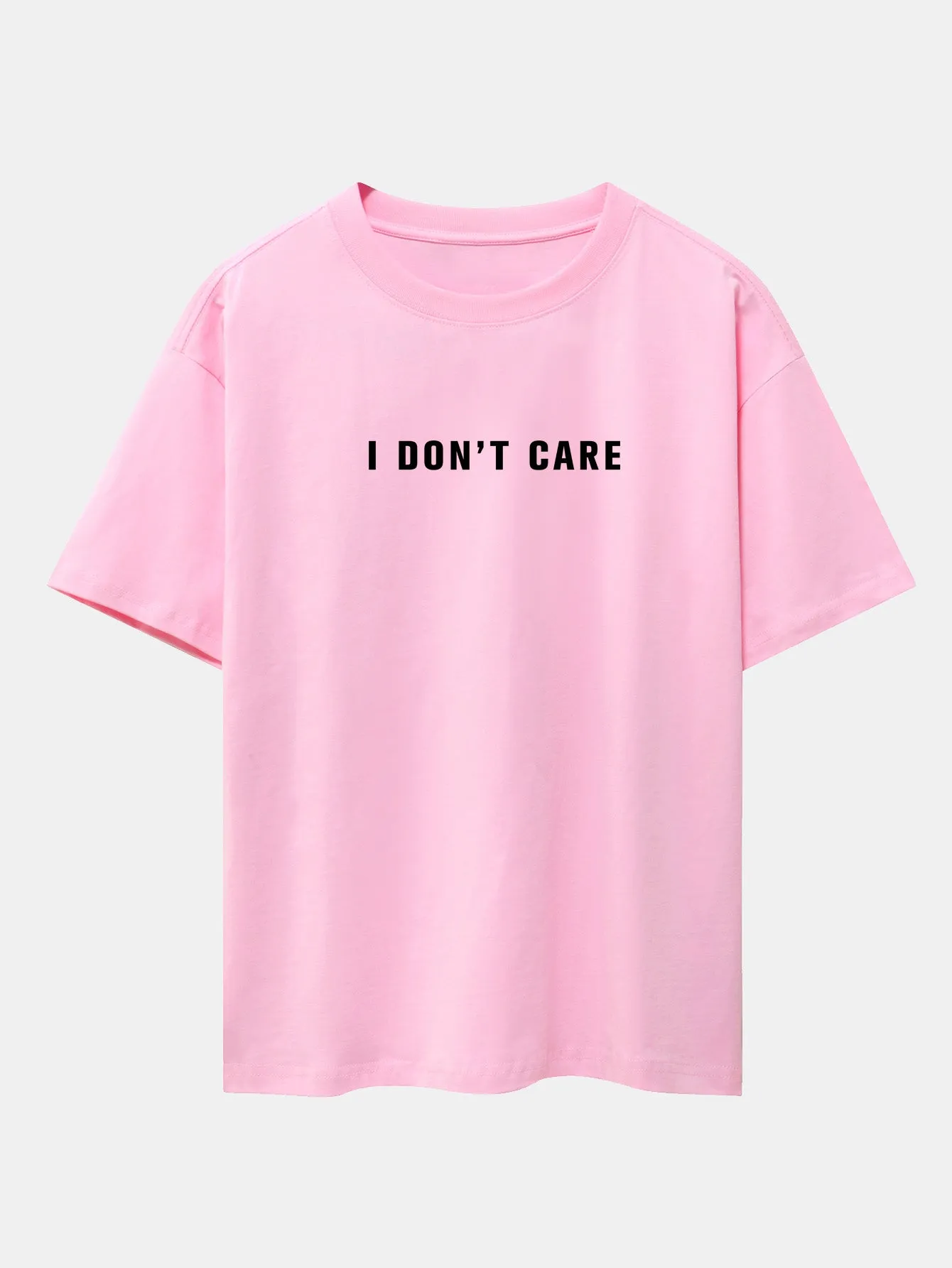 I Don't Care Print Drop Shoulder Oversize T-Shirt sold by Hoooyi