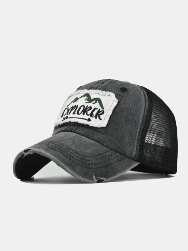 Mountain Patch Embroidery Distressed Baseball Cap sold by Hoooyi