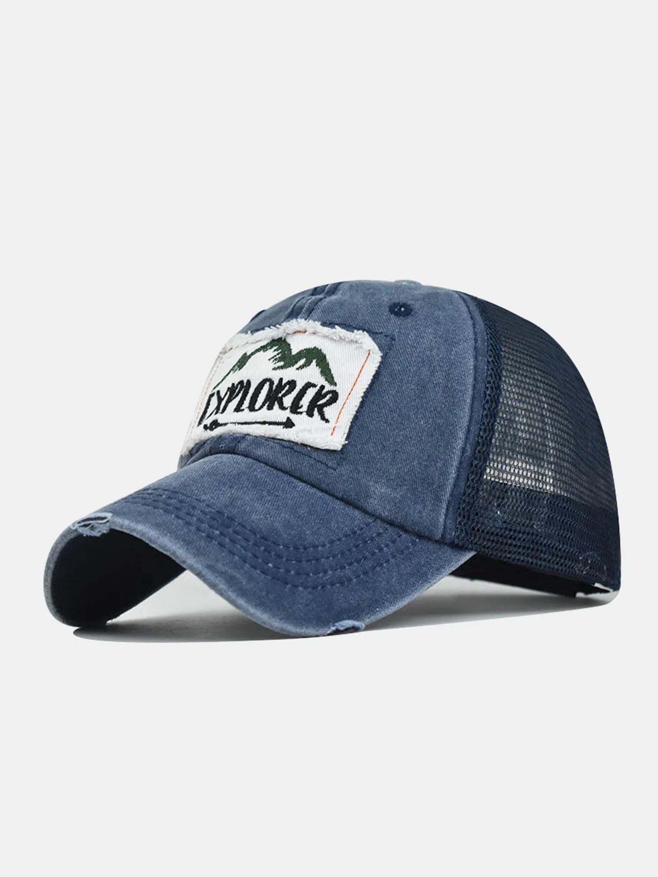 Mountain Patch Embroidery Distressed Baseball Cap sold by Hoooyi product image thumbnail 4