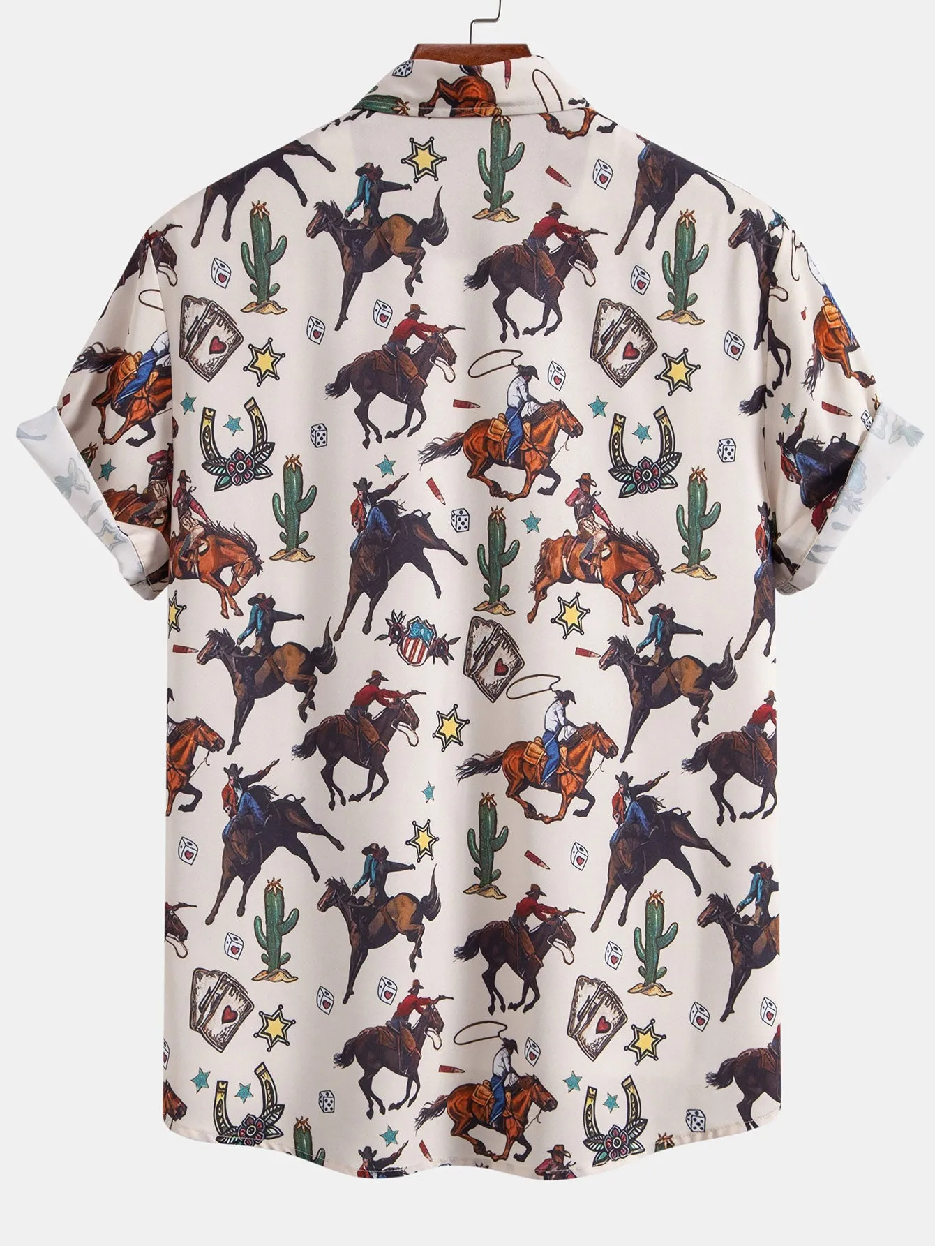 Cowboy Print Button Up Shirt & Drawstring Swim Shorts sold by Hoooyi product image thumbnail 3