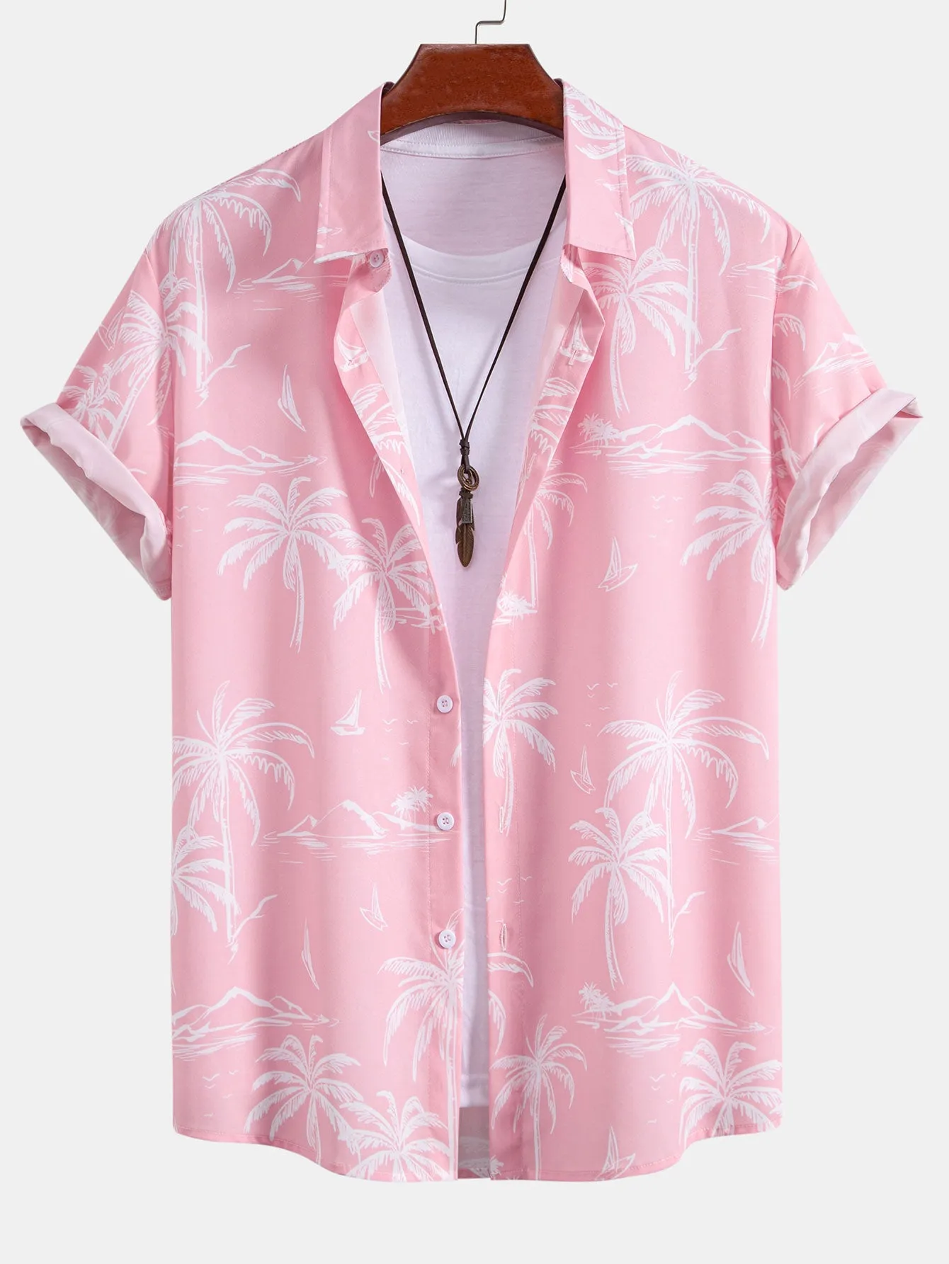 Palm Tree Island Print Button Up Shirt sold by Hoooyi product image thumbnail 3