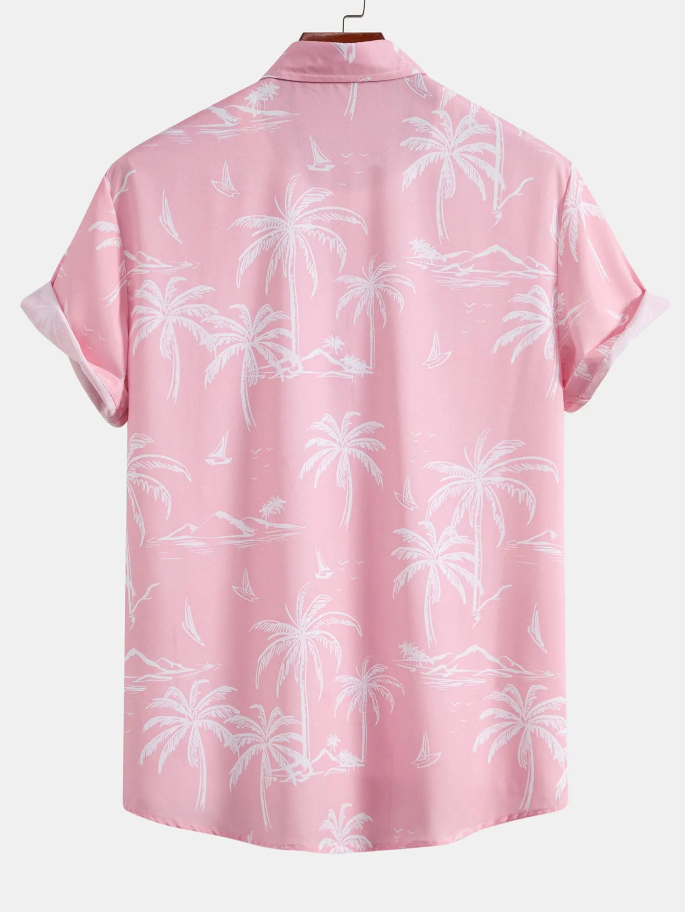 Palm Tree Island Print Button Up Shirt sold by Hoooyi product image thumbnail 4