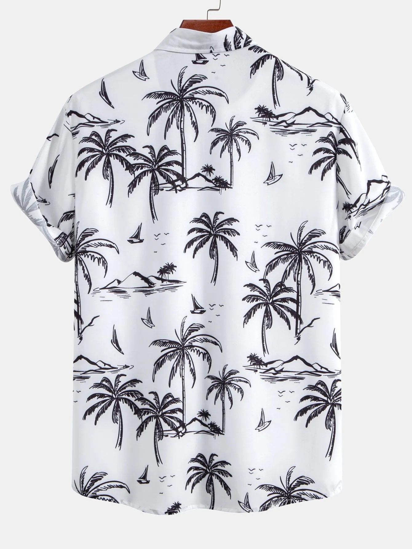 Palm Tree Island Print Button Up Shirt sold by Hoooyi product image thumbnail 2