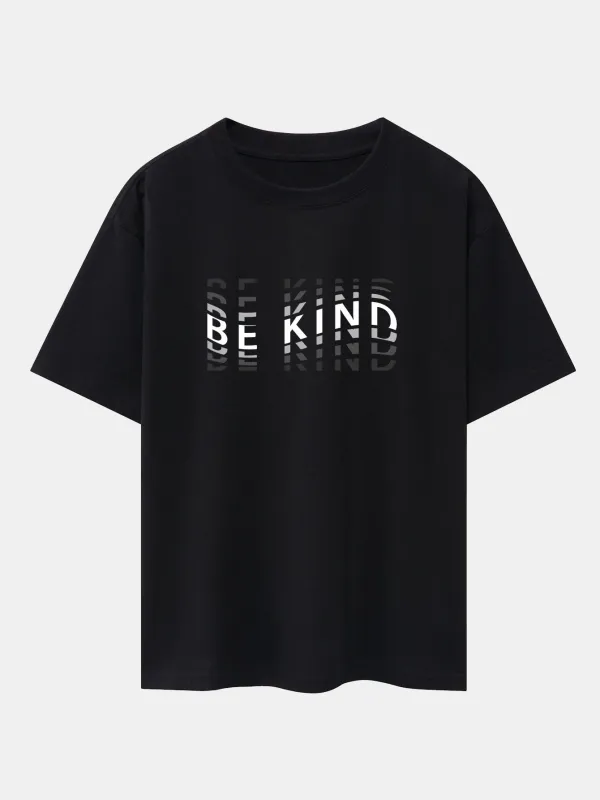 Be Kind Print Drop Shoulder Oversize T-Shirt sold by Hoooyi