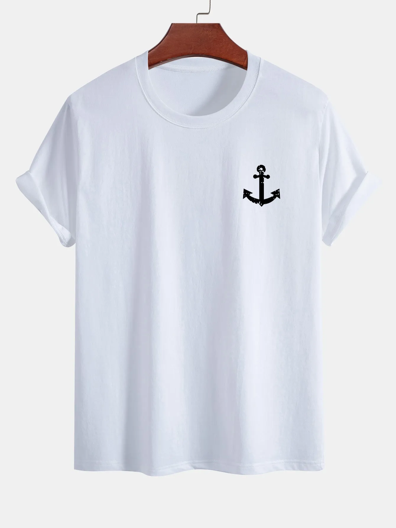 Regular Fit Anchor Print Cotton T-Shirt sold by Hoooyi product image thumbnail 3