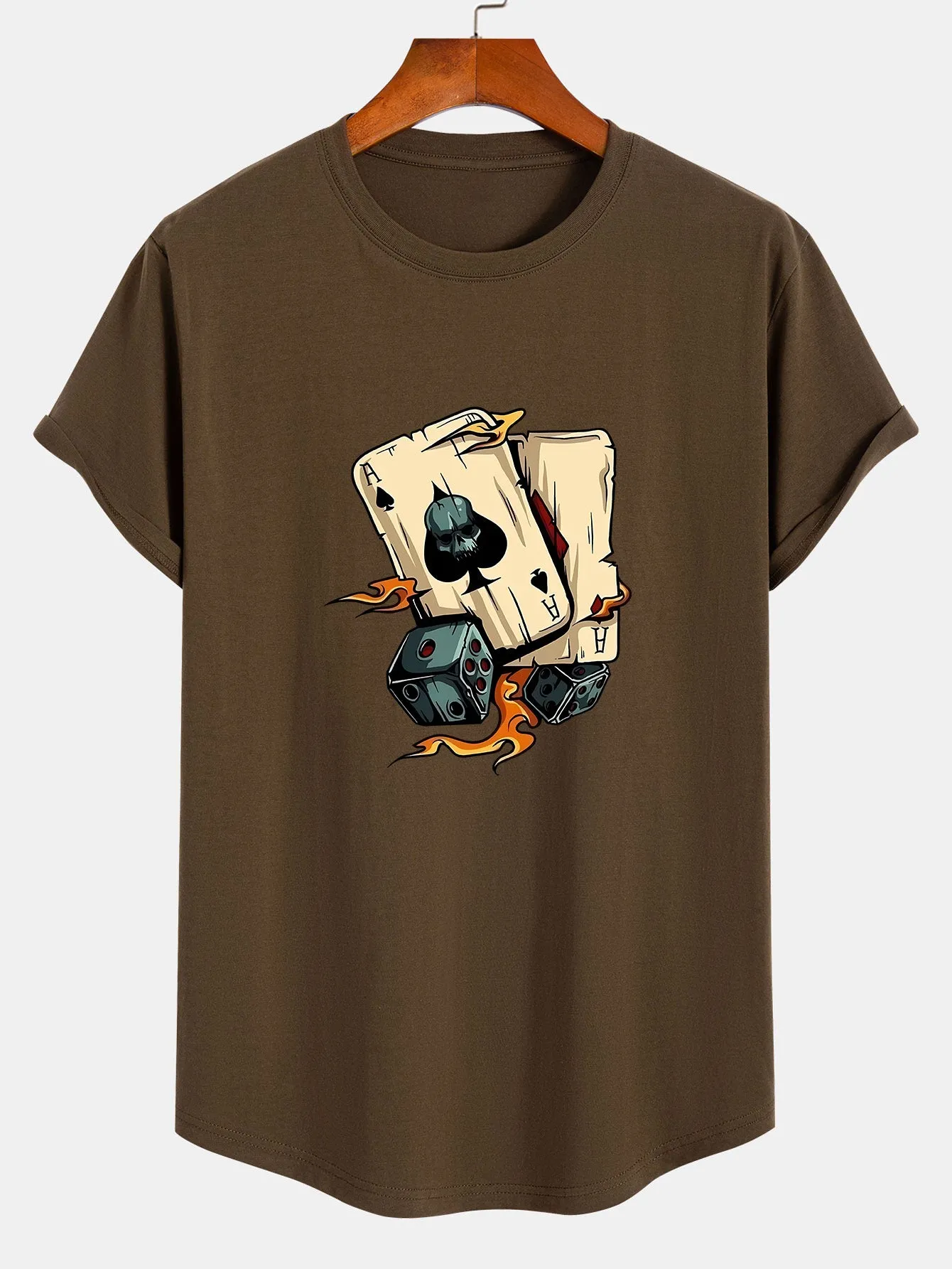 Dice Playing Cards Print Cotton Arc Hem T-Shirt sold by Hoooyi product image thumbnail 2