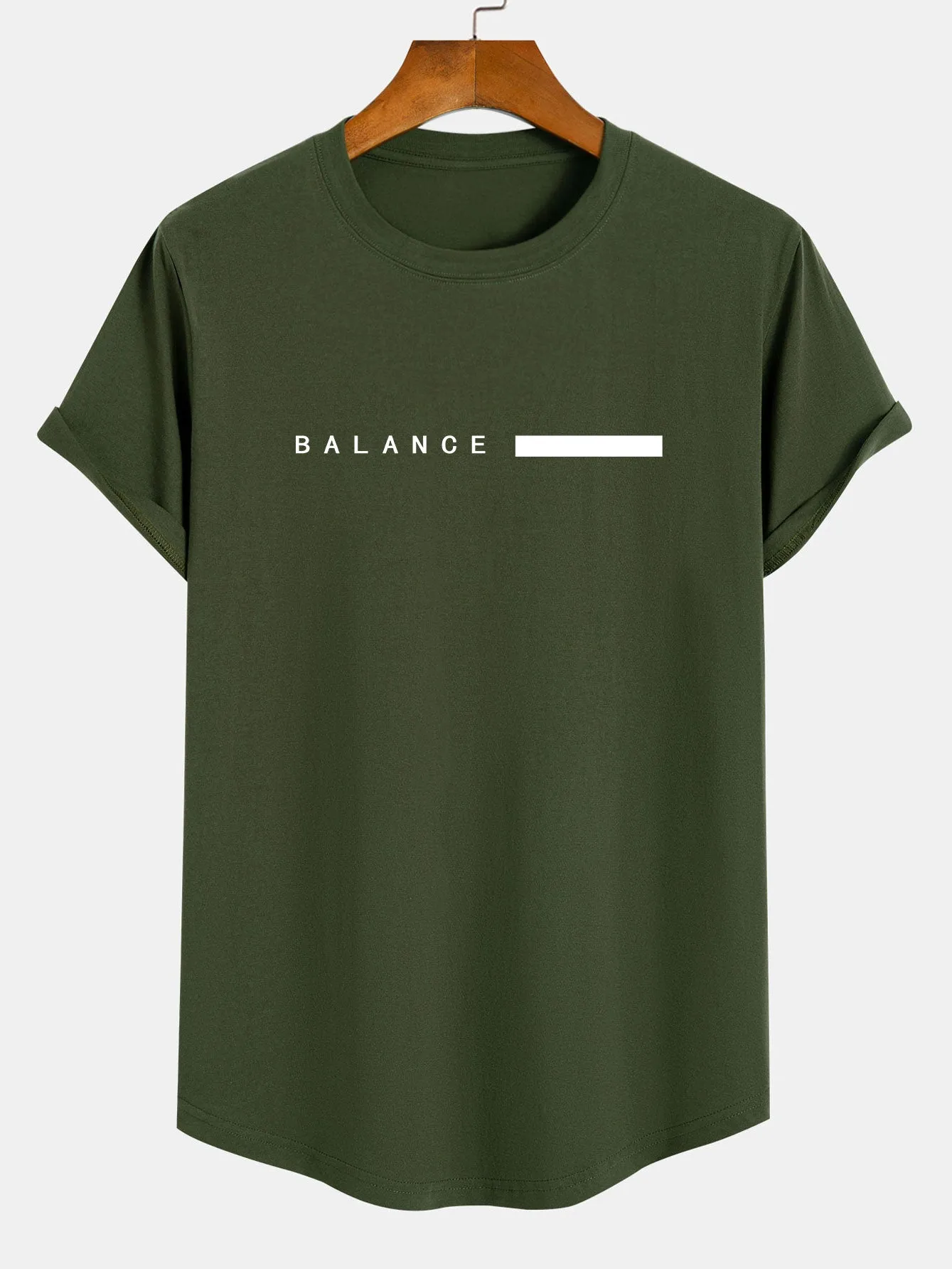 Balance Stripe Print Cotton Arc Hem T-Shirt sold by Hoooyi product image thumbnail 5