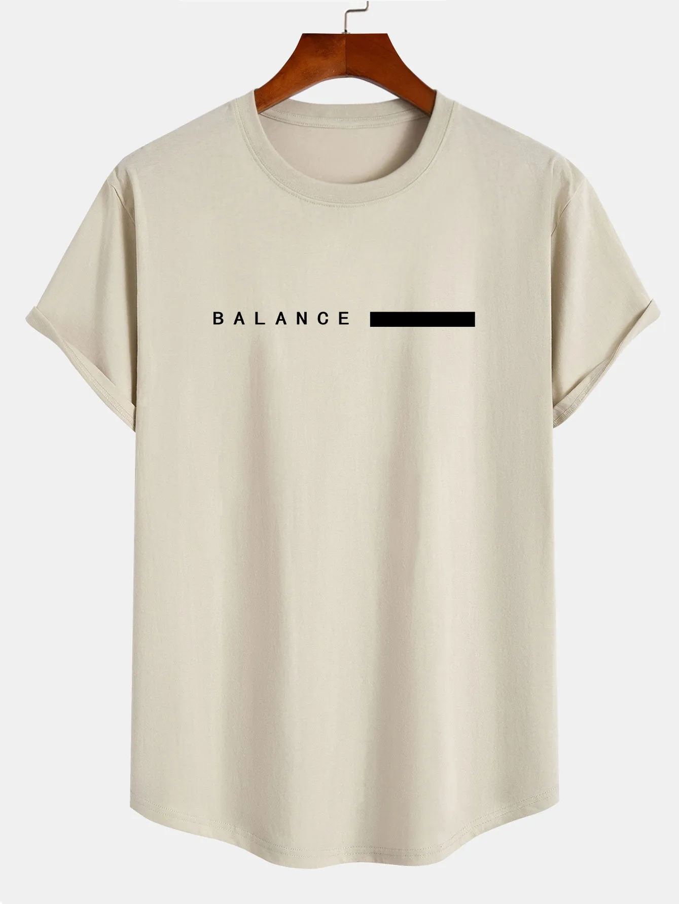 Balance Stripe Print Cotton Arc Hem T-Shirt sold by Hoooyi product image thumbnail 3