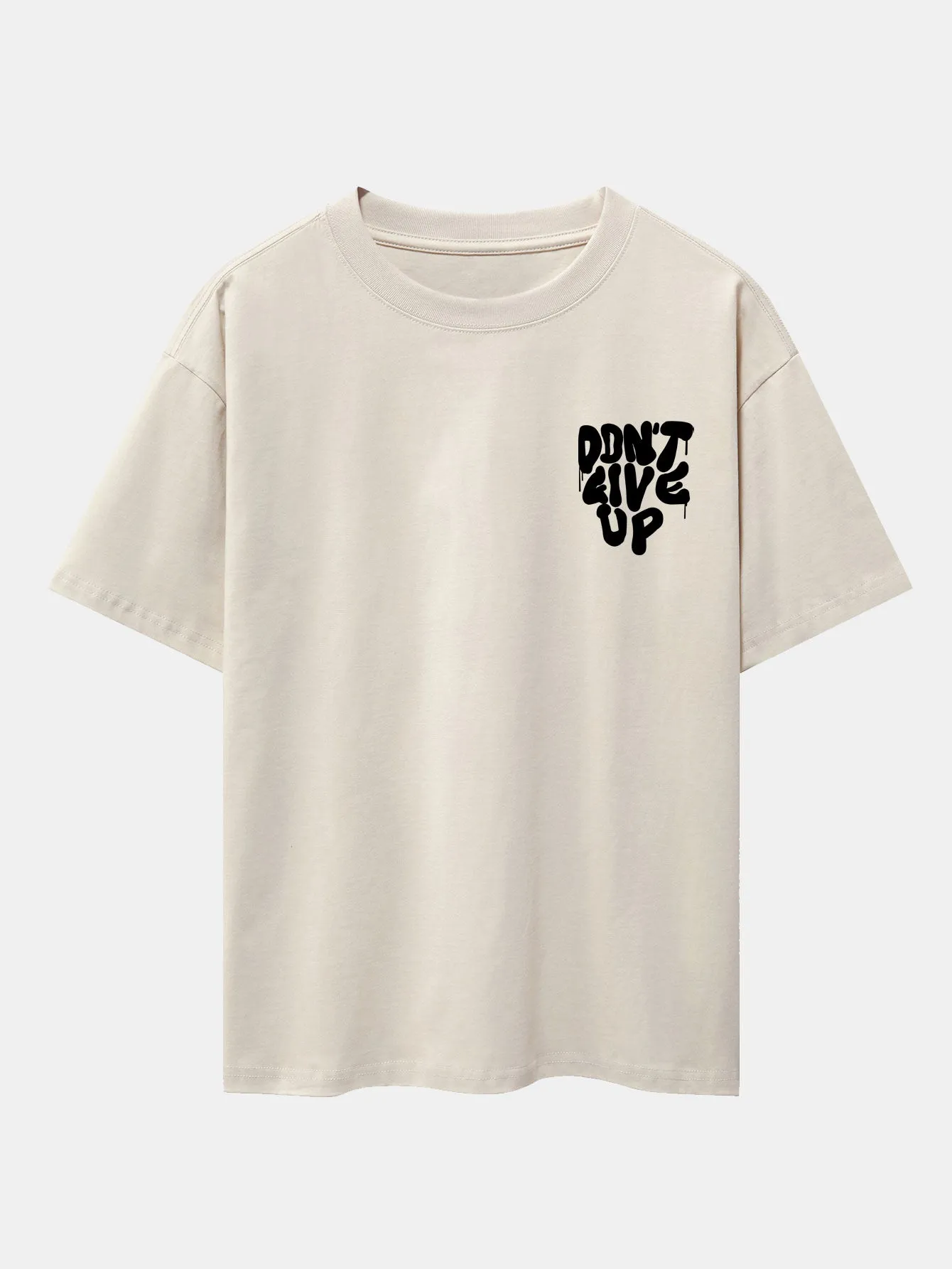 Don't Give Up Print Drop Shoulder Oversize T-Shirt sold by Hoooyi product image thumbnail 2
