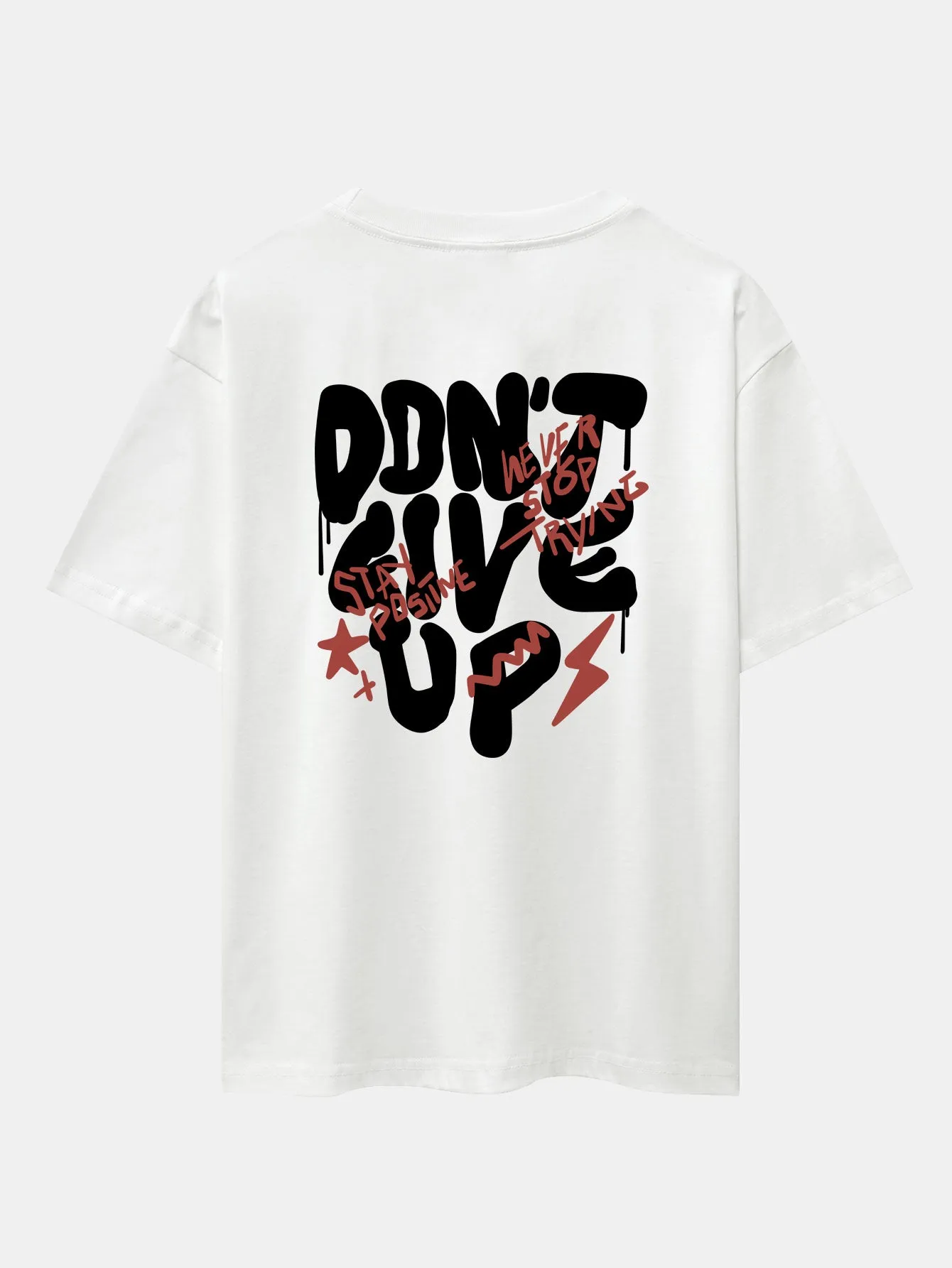 Don't Give Up Print Drop Shoulder Oversize T-Shirt sold by Hoooyi product image thumbnail 5