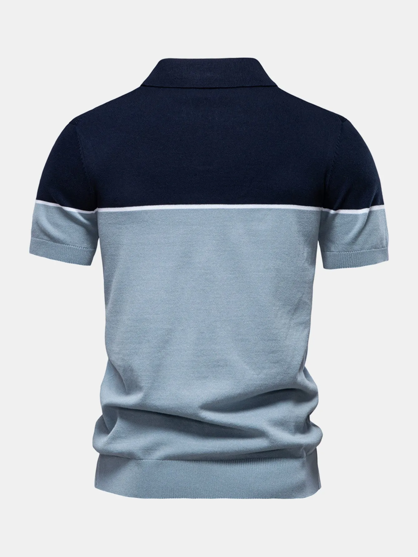 Contrast Knit V Neck Polo Shirt sold by Hoooyi product image thumbnail 4