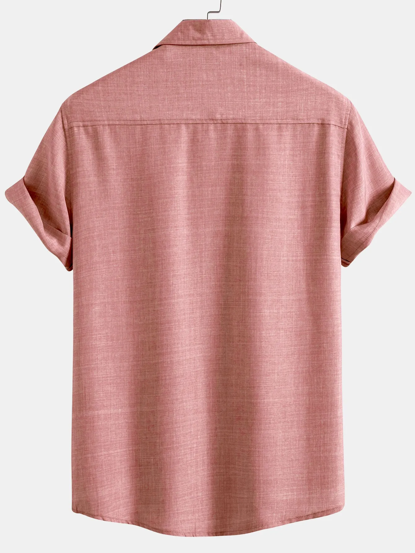 Textured Button Up Shirt With Two Pockets & Straight Leg Linen Pants sold by Hoooyi product image thumbnail 3