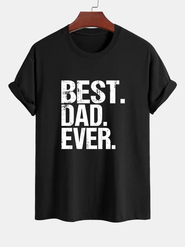 Regular Fit Best Dad Ever Print Cotton T-Shirt sold by Hoooyi