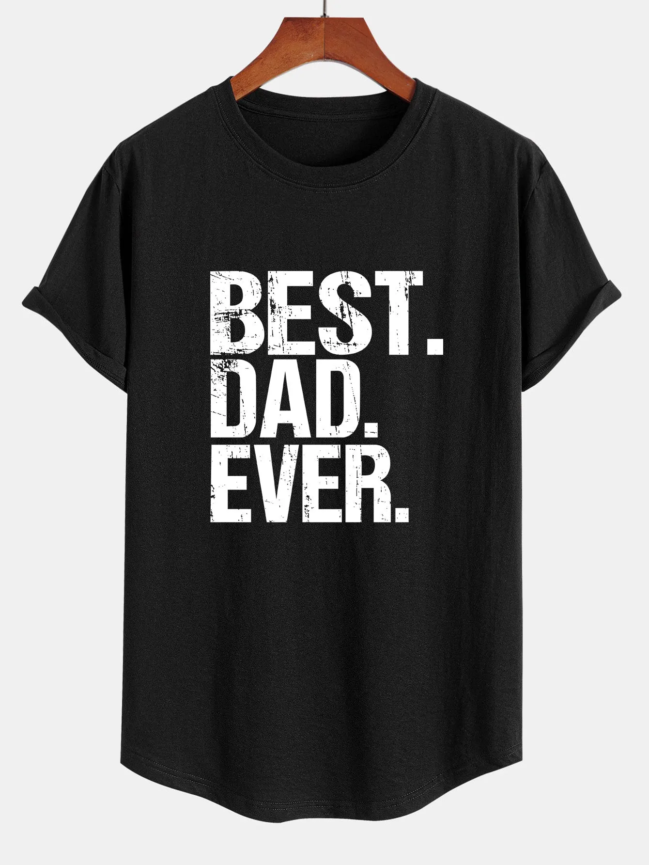 Best Dad Ever Print Cotton Arc Hem T-Shirt sold by Hoooyi product image thumbnail 2