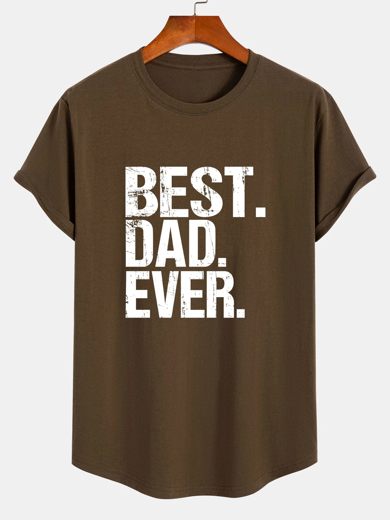 Best Dad Ever Print Cotton Arc Hem T-Shirt sold by Hoooyi product image thumbnail 3