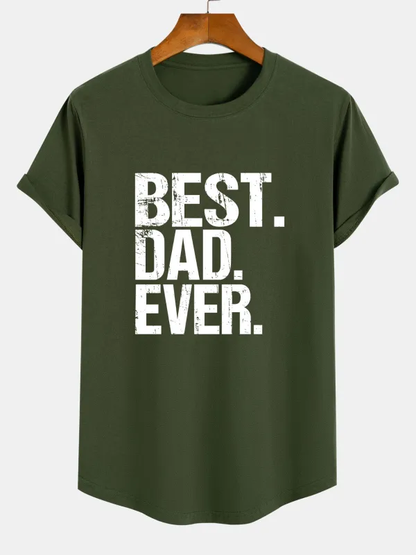 Best Dad Ever Print Cotton Arc Hem T-Shirt sold by Hoooyi