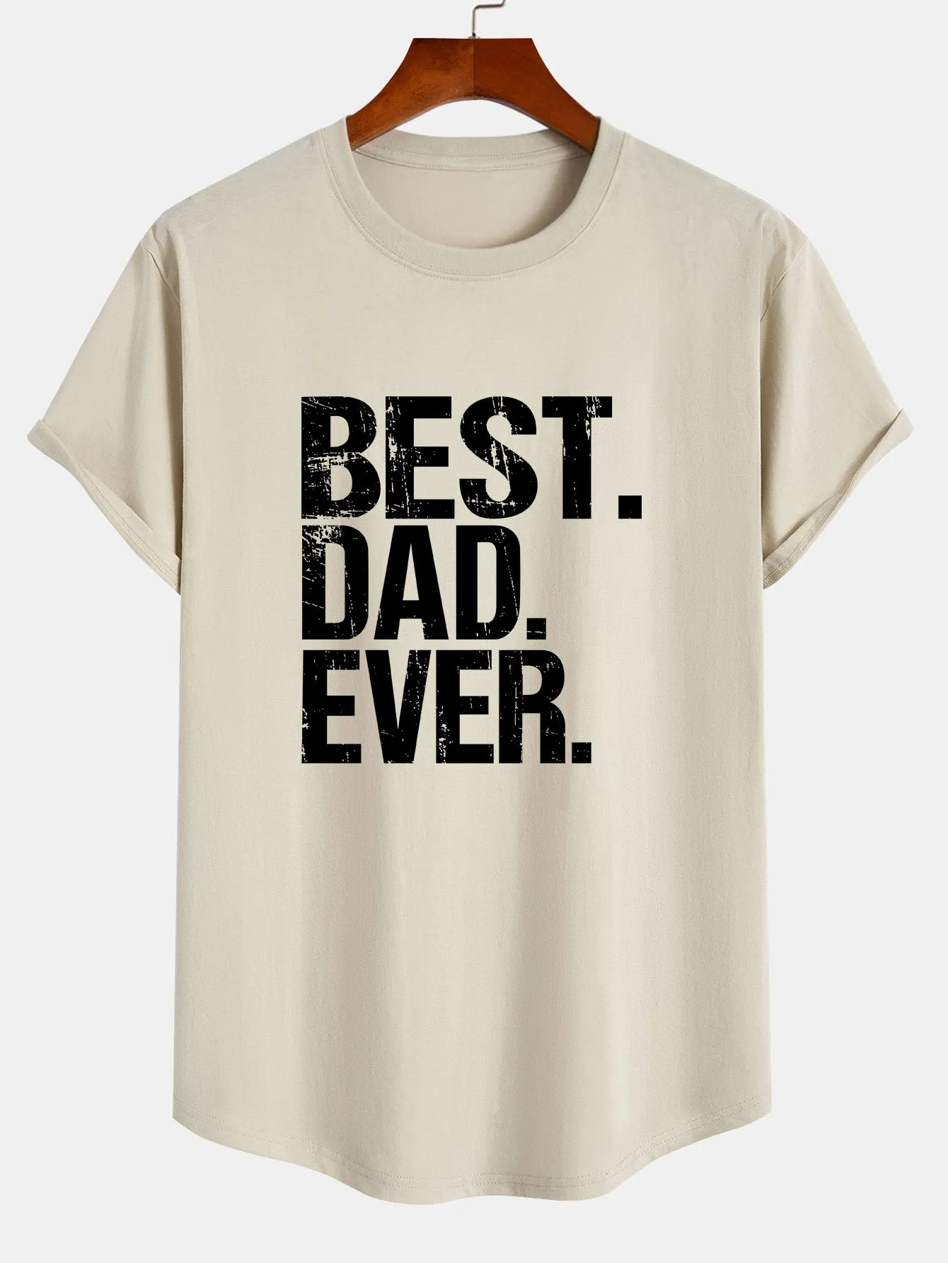 Best Dad Ever Print Cotton Arc Hem T-Shirt sold by Hoooyi product image thumbnail 5