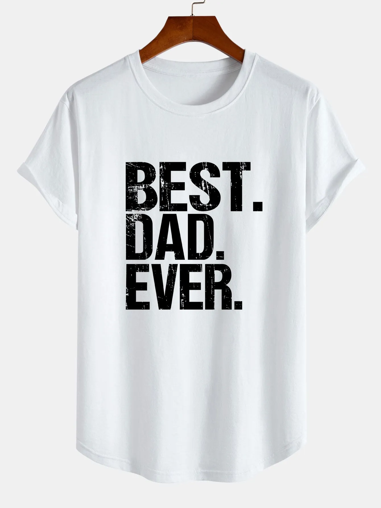 Best Dad Ever Print Cotton Arc Hem T-Shirt sold by Hoooyi product image thumbnail 4