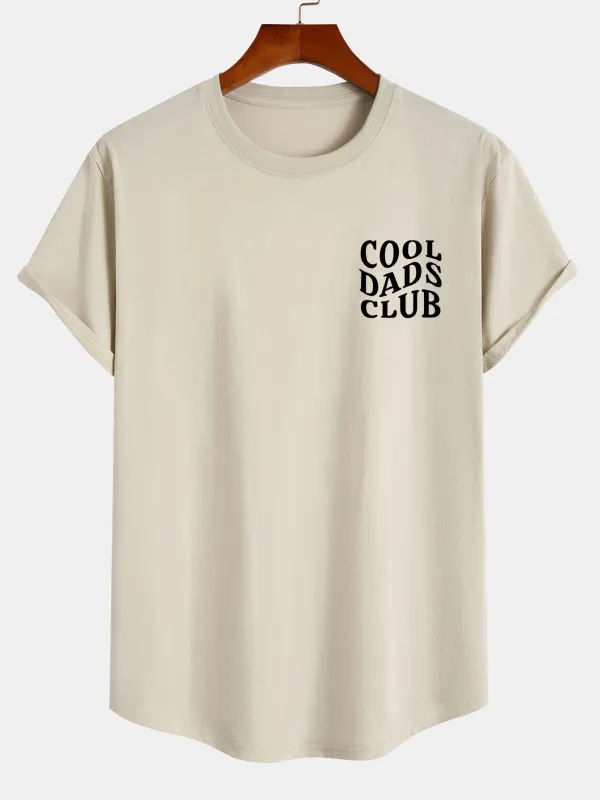 Cool Dads Club Print Cotton Arc Hem T-Shirt made by Hoooyi