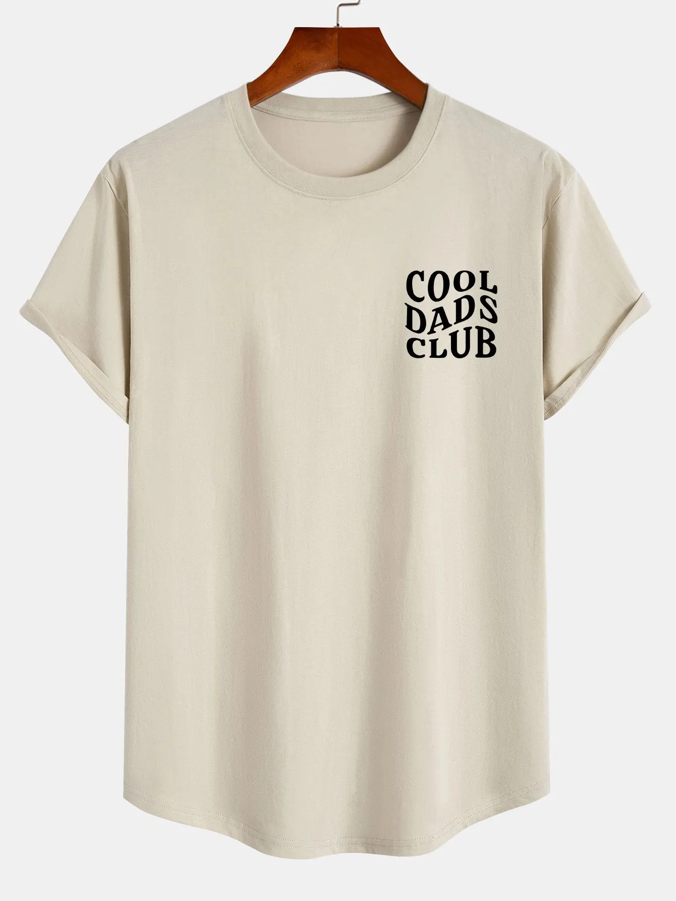 Cool Dads Club Print Cotton Arc Hem T-Shirt sold by Hoooyi