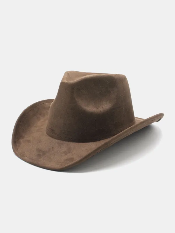 Faux Suede Western Wide-brimmed Cowboy Hat sold by Hoooyi