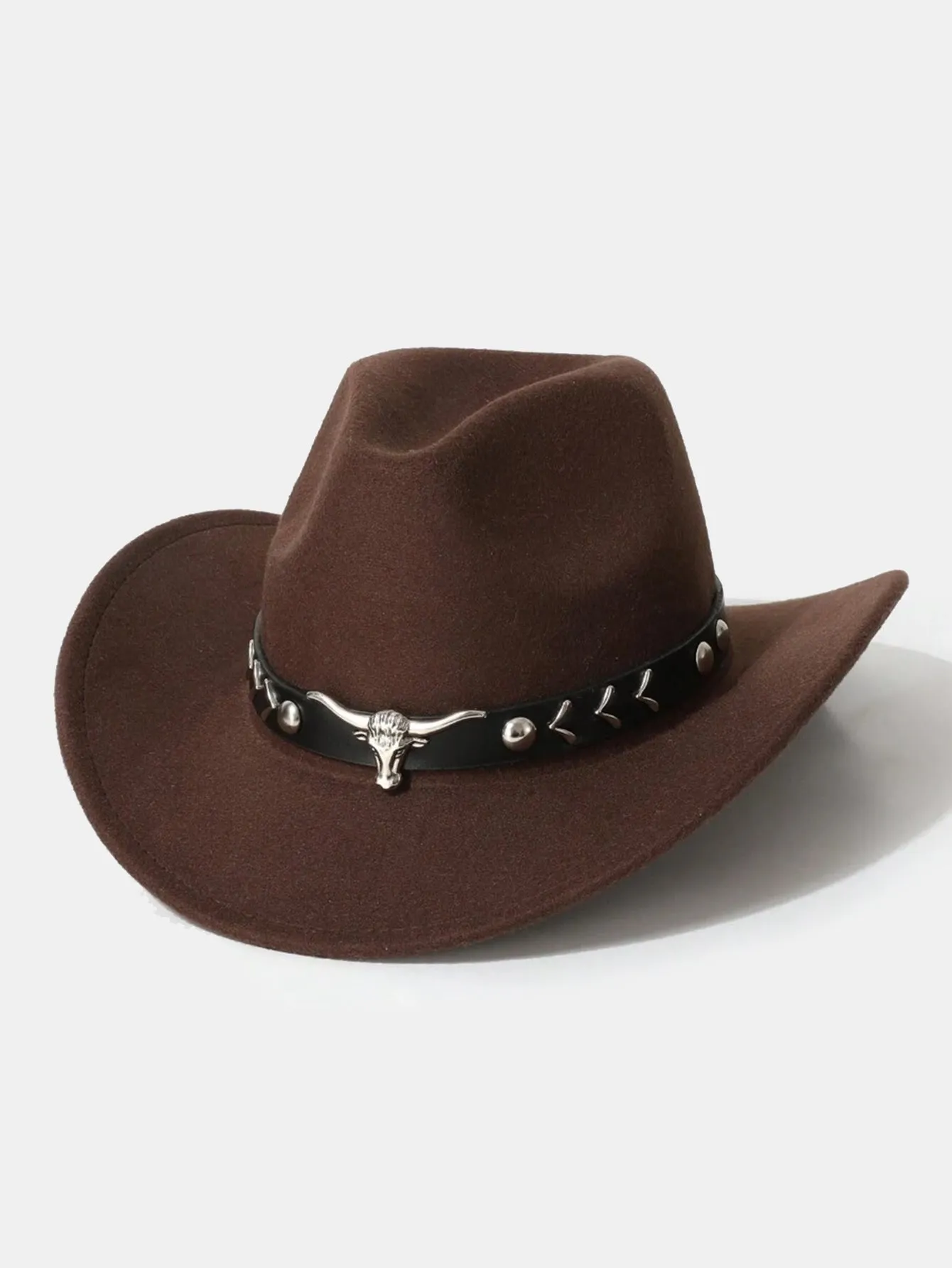 Bull Adorned Bohemian Felt Cowboy Hat sold by Hoooyi