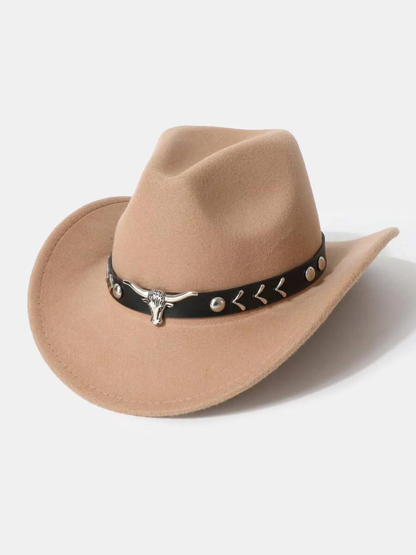 Bull Adorned Bohemian Felt Cowboy Hat sold by Hoooyi product image thumbnail 2