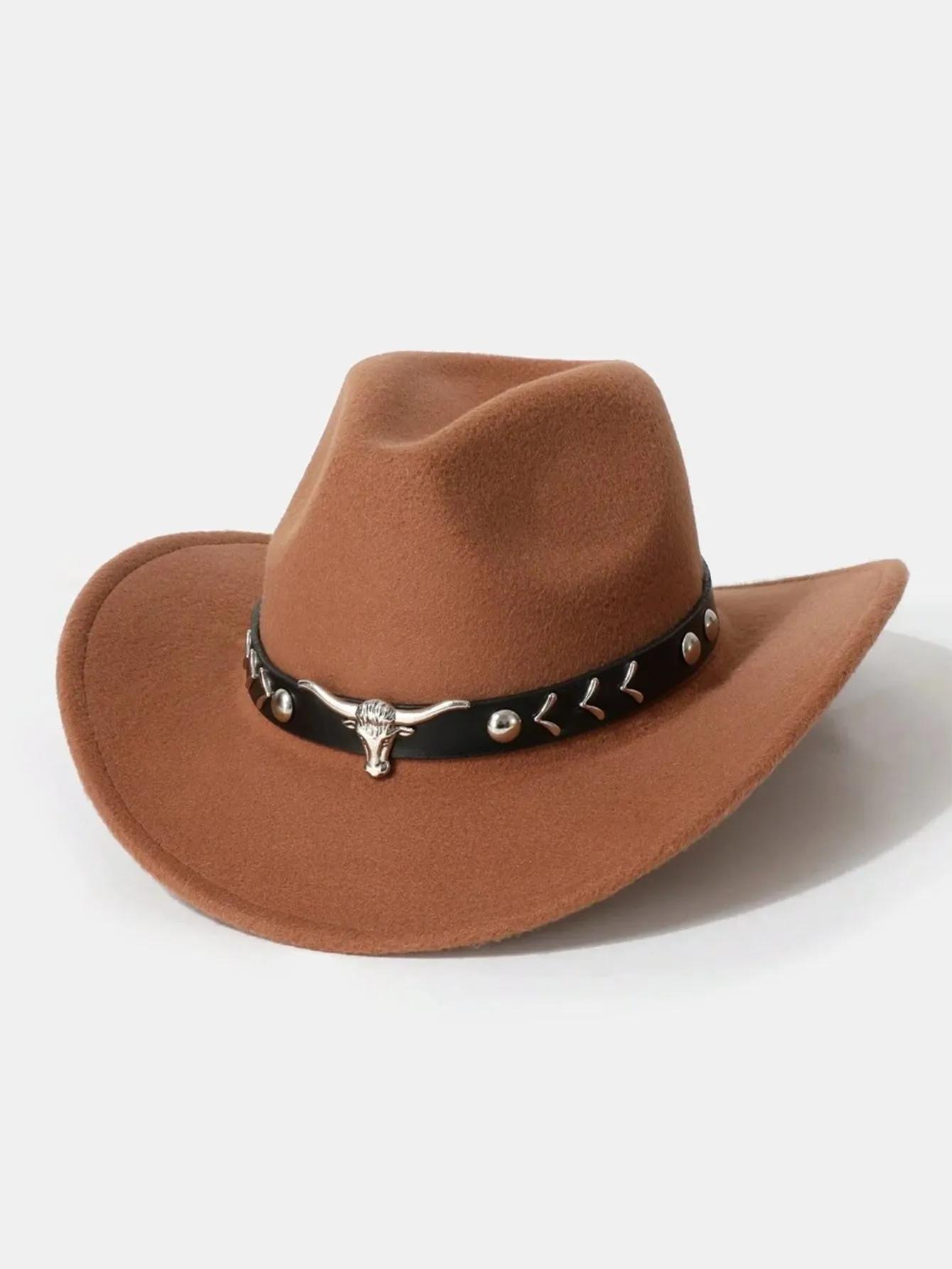 Bull Adorned Bohemian Felt Cowboy Hat sold by Hoooyi product image thumbnail 3