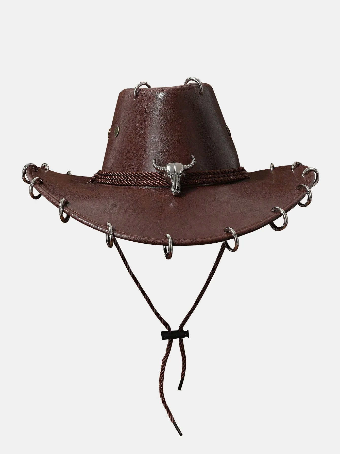 Vintage PU Leather Metal Decor Cowboy Hat sold by Hoooyi product image thumbnail 4