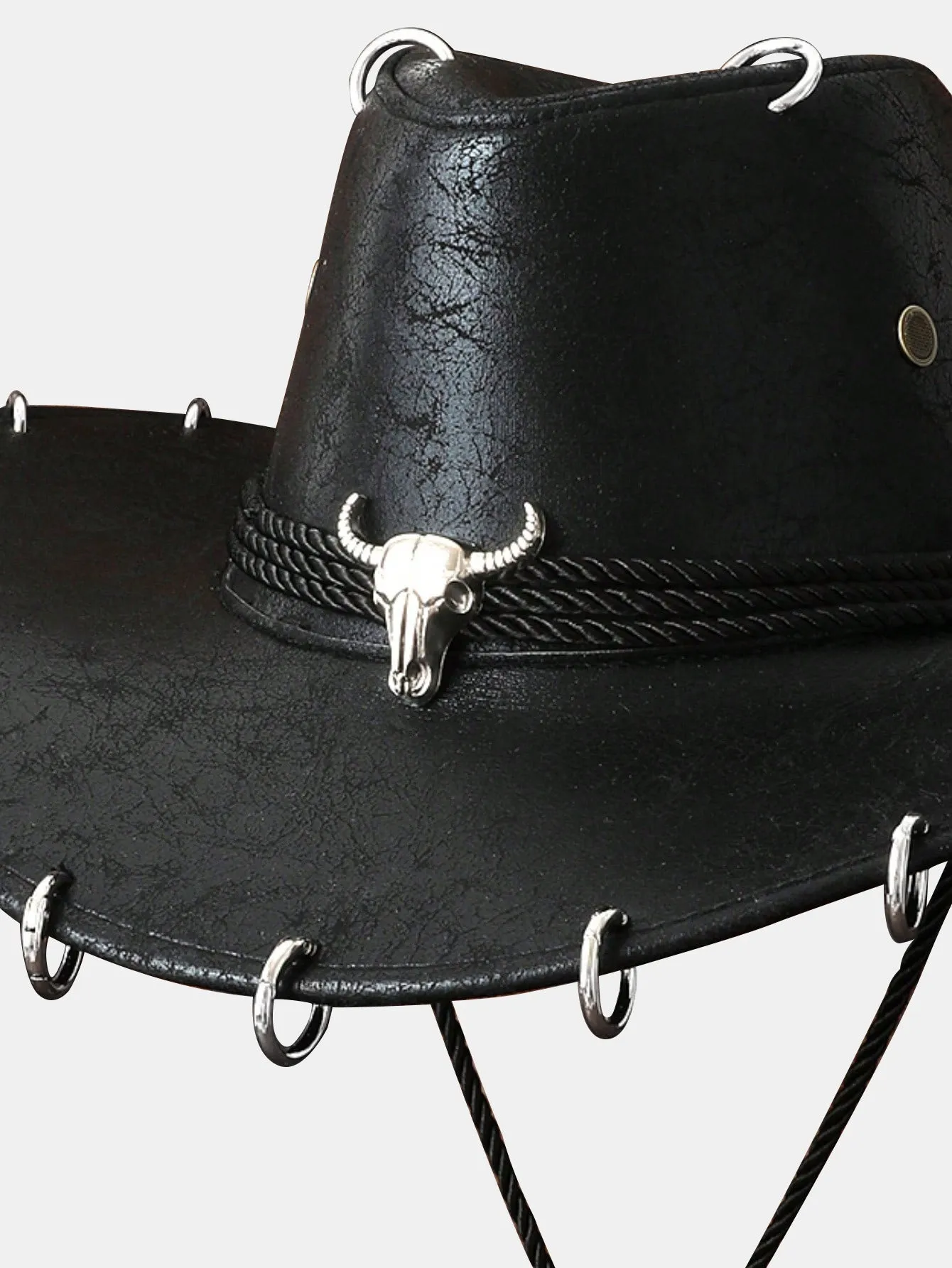 Vintage PU Leather Metal Decor Cowboy Hat sold by Hoooyi product image thumbnail 5