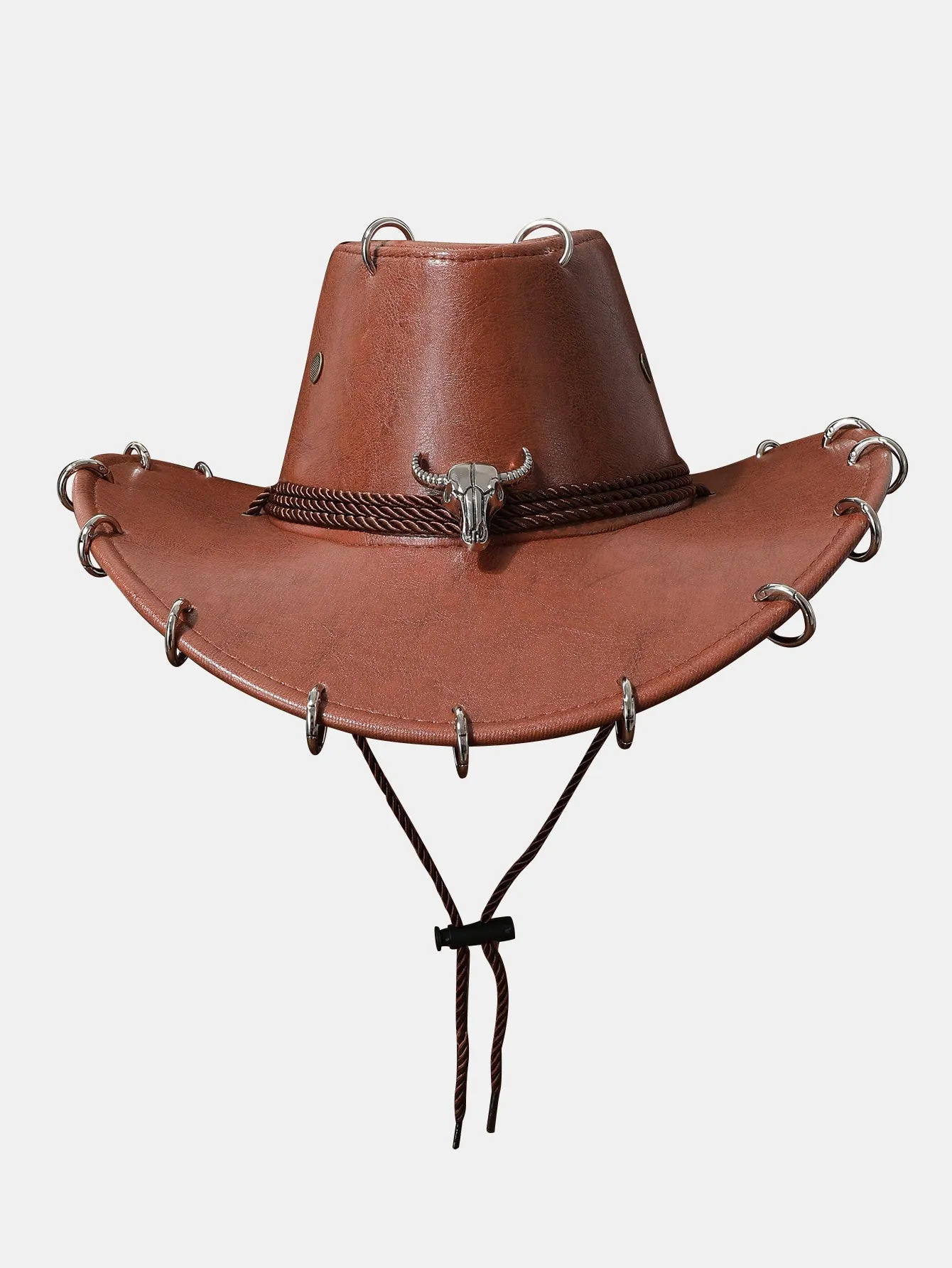 Vintage PU Leather Metal Decor Cowboy Hat sold by Hoooyi product image thumbnail 3
