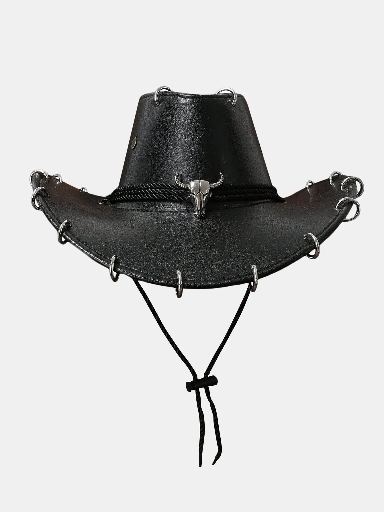 Vintage PU Leather Metal Decor Cowboy Hat sold by Hoooyi product image thumbnail 2
