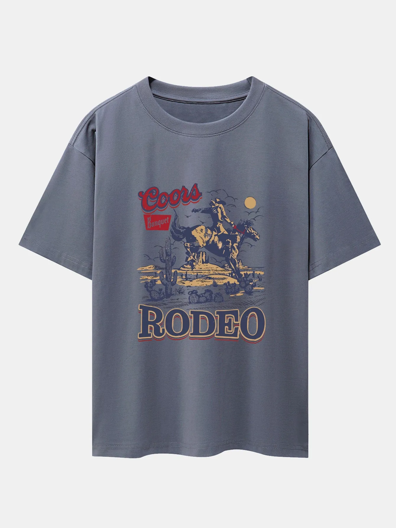 Western Cowboy Print Drop Shoulder Oversize T-Shirt sold by Hoooyi product image thumbnail 5