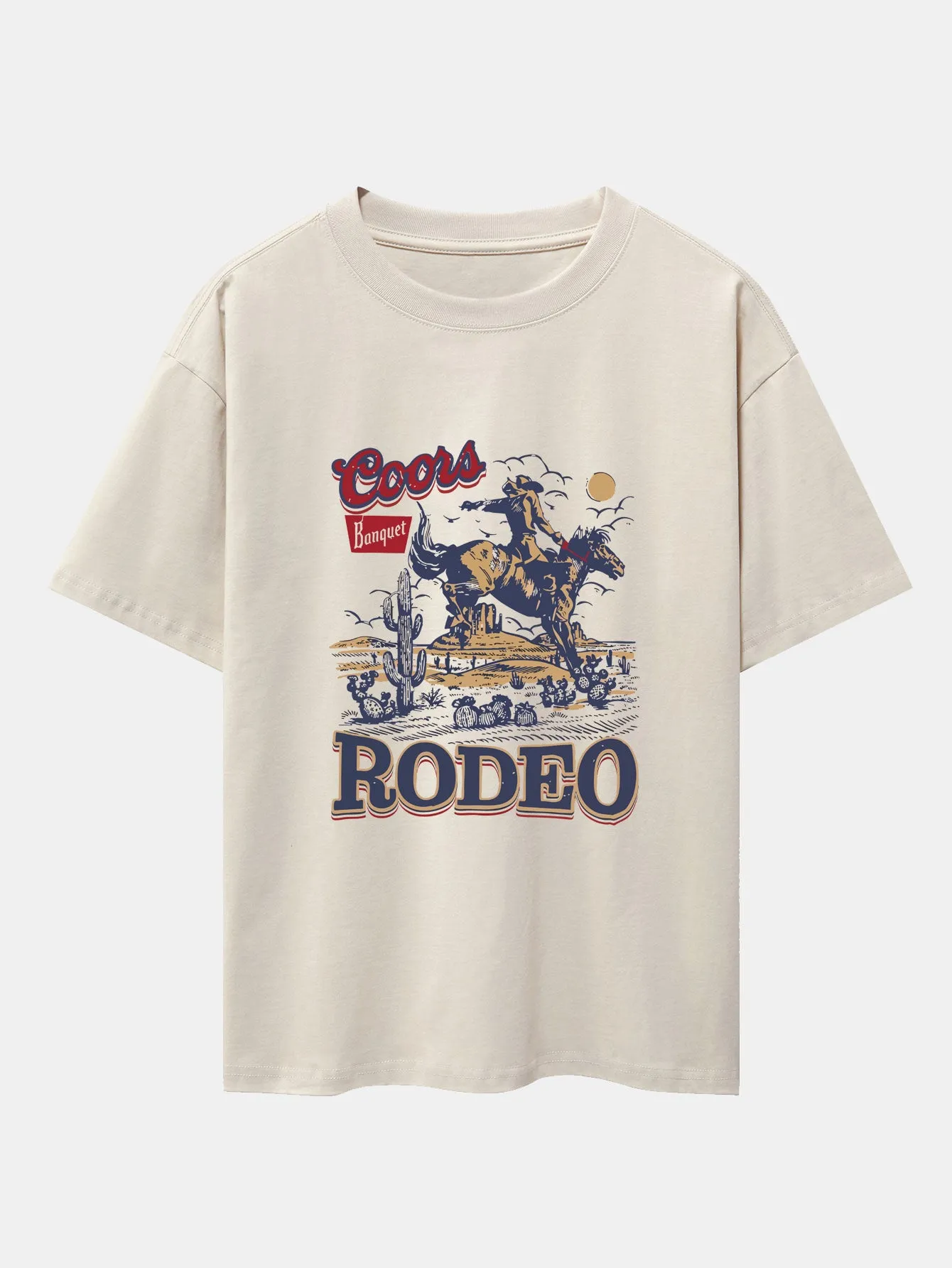 Western Cowboy Print Drop Shoulder Oversize T-Shirt sold by Hoooyi