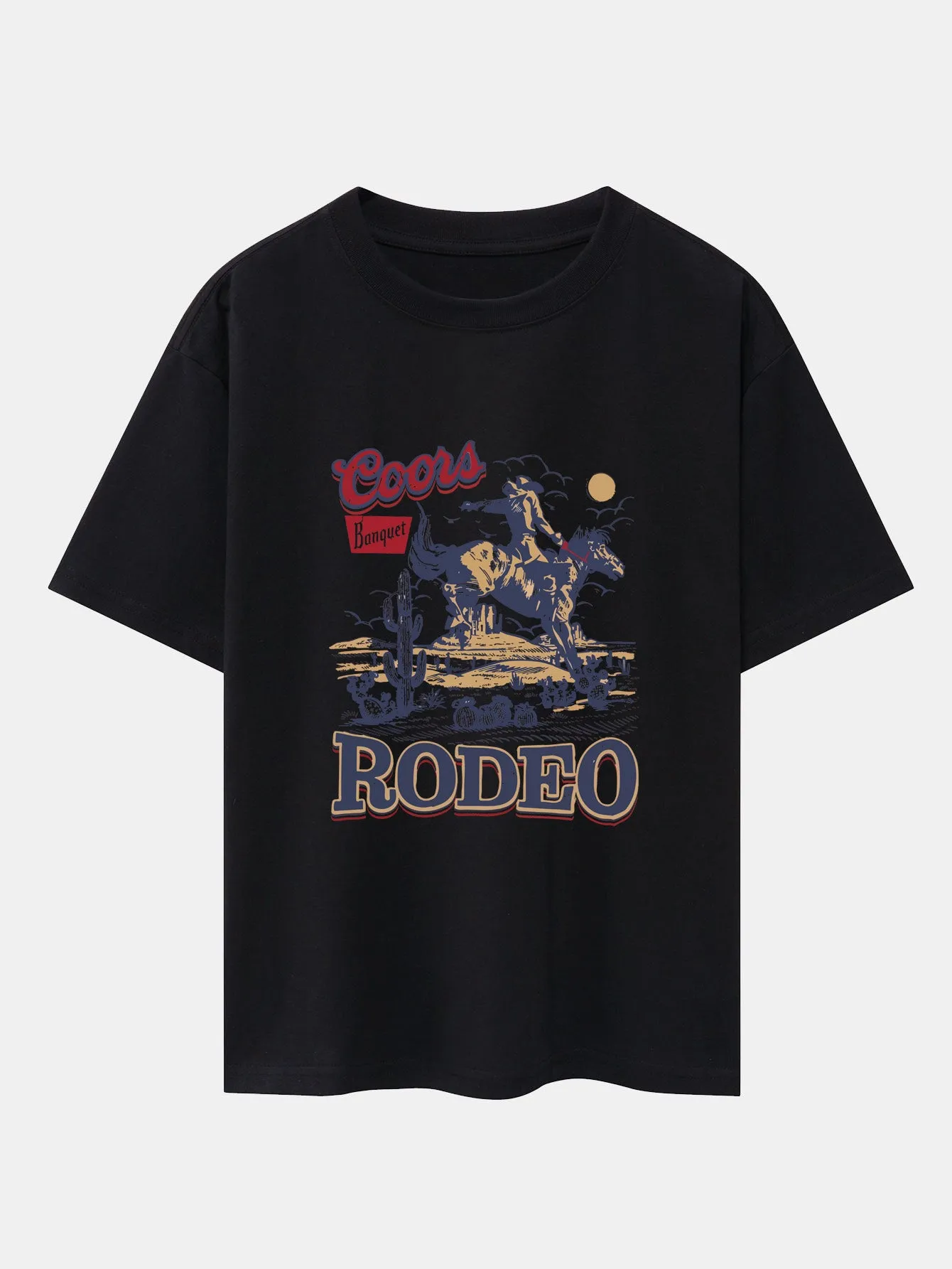 Western Cowboy Print Drop Shoulder Oversize T-Shirt sold by Hoooyi product image thumbnail 3