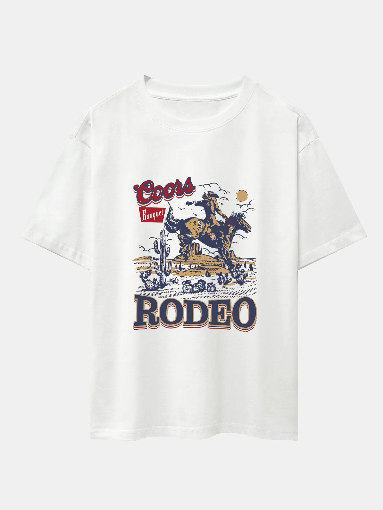 Western Cowboy Print Drop Shoulder Oversize T-Shirt sold by Hoooyi product image thumbnail 2