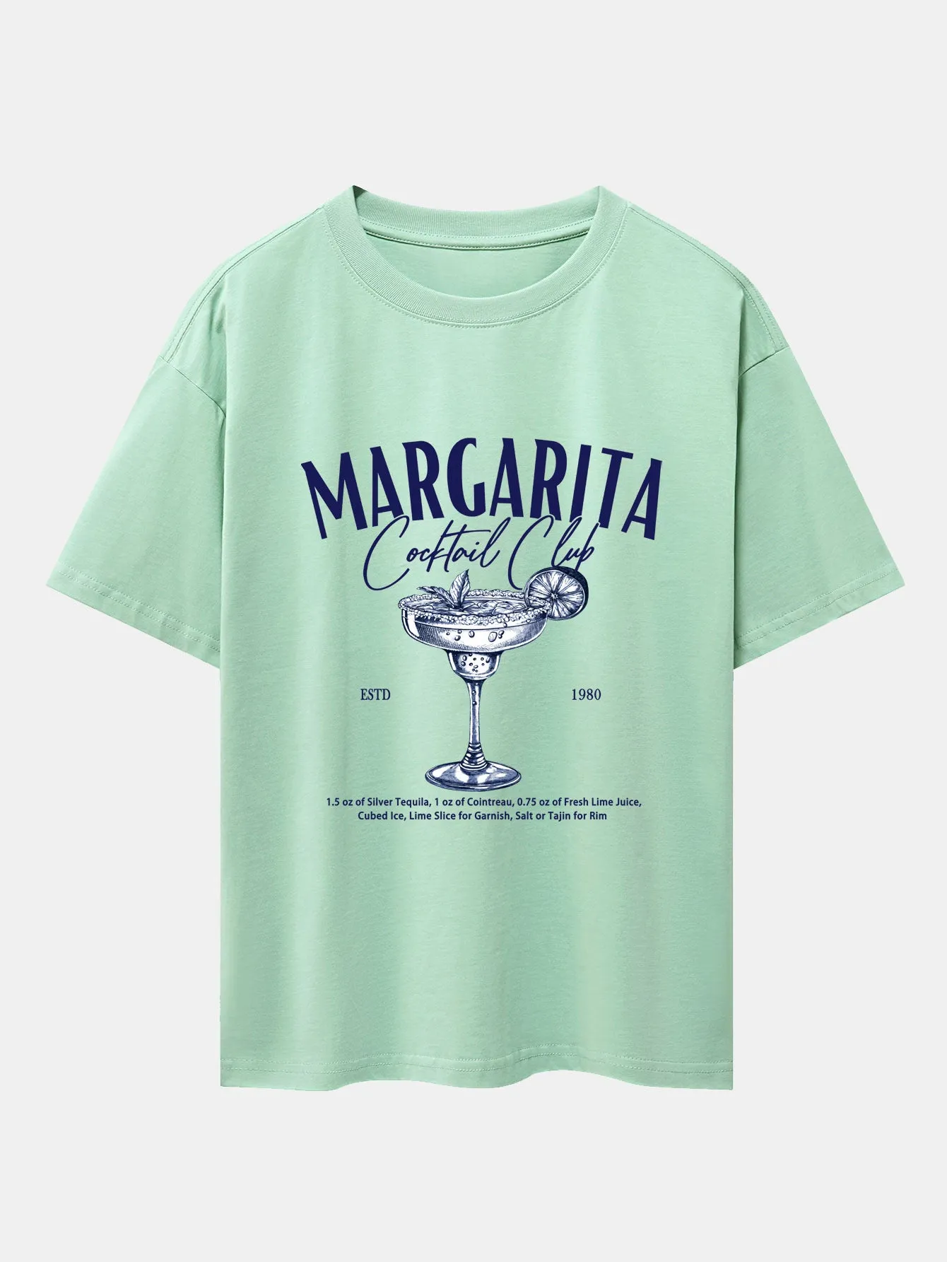Margarita Cocktail Print Drop Shoulder Oversize T-Shirt sold by Hoooyi product image thumbnail 5