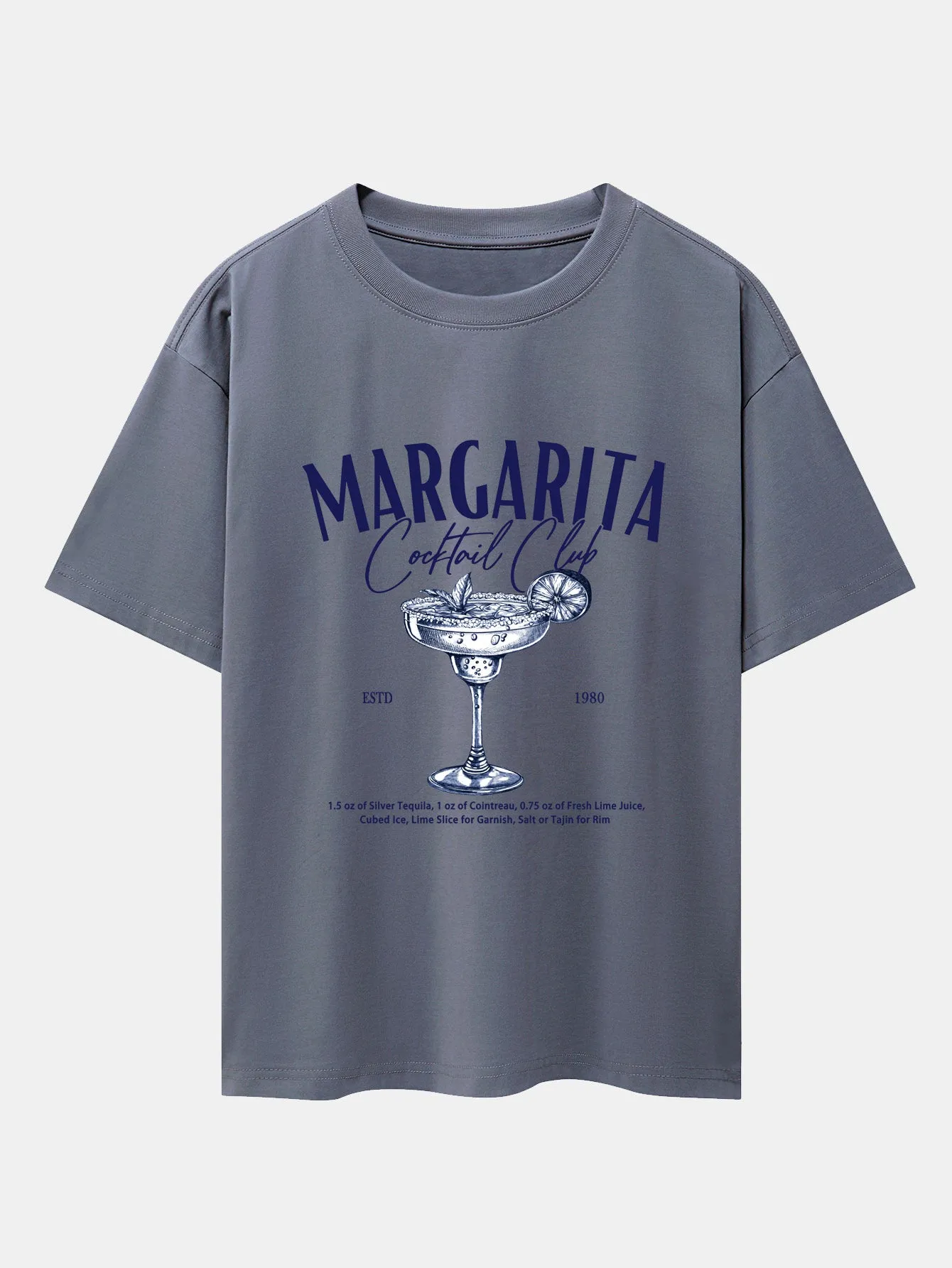 Margarita Cocktail Print Drop Shoulder Oversize T-Shirt sold by Hoooyi product image thumbnail 4