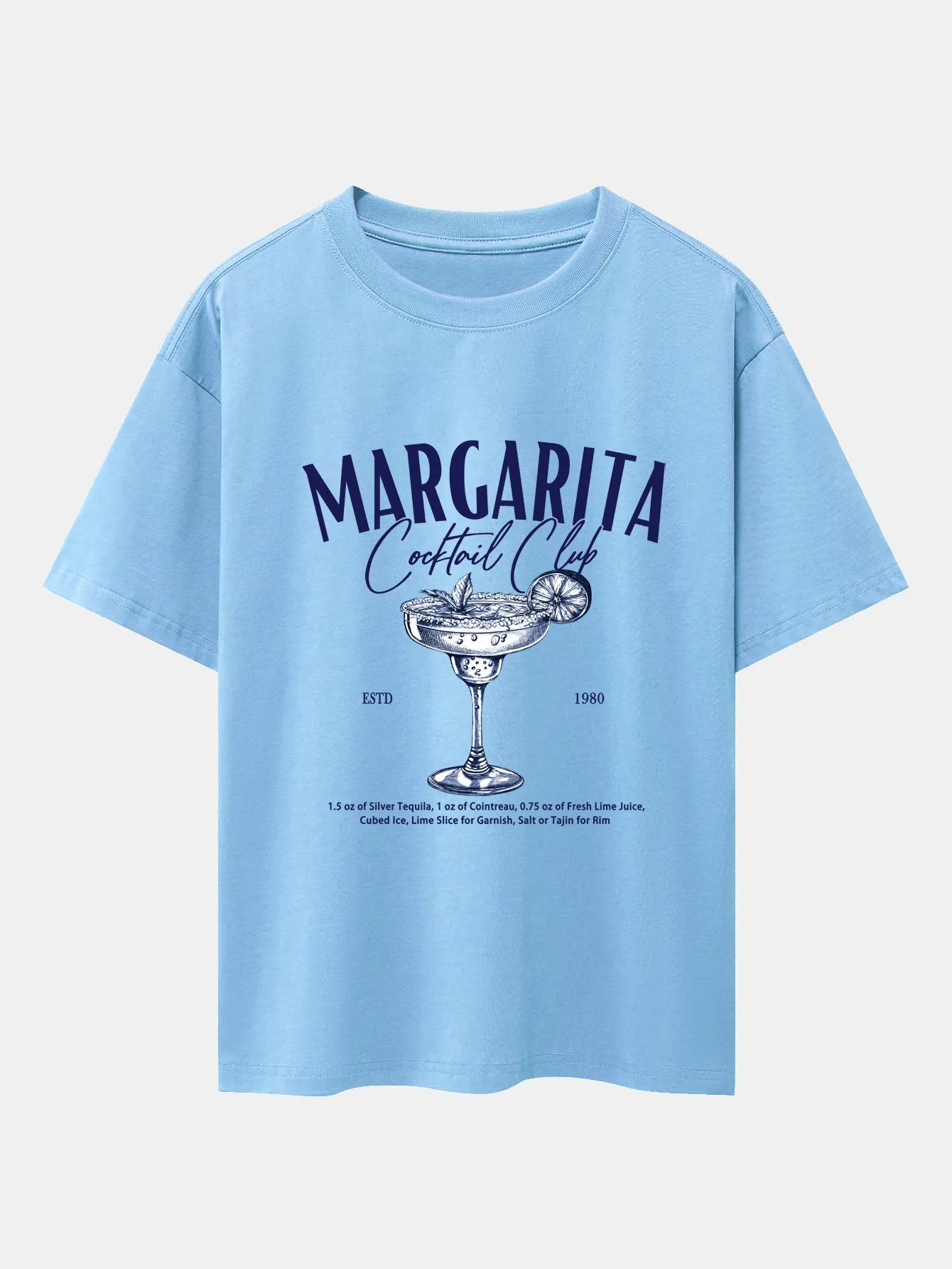 Margarita Cocktail Print Drop Shoulder Oversize T-Shirt sold by Hoooyi product image thumbnail 2