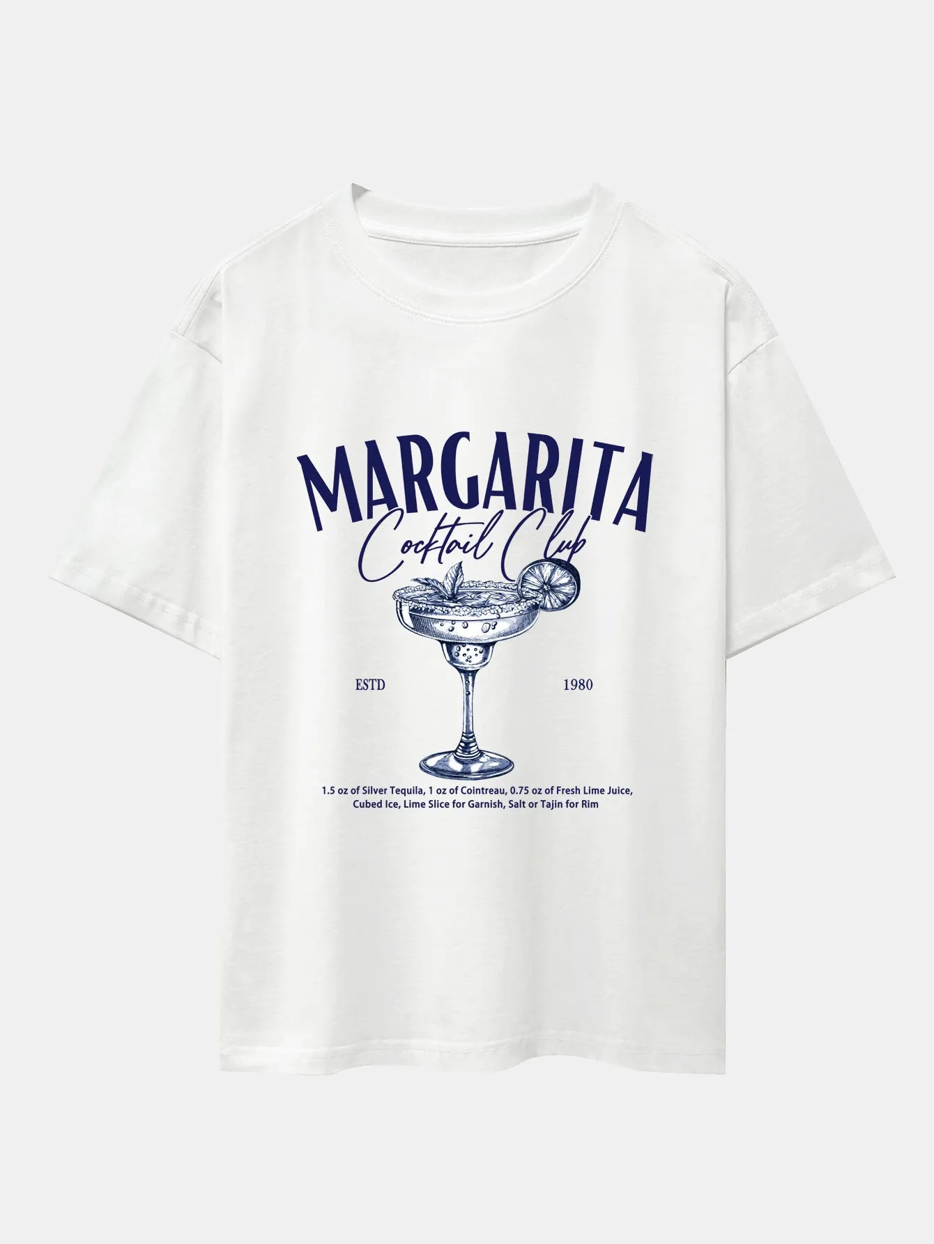 Margarita Cocktail Print Drop Shoulder Oversize T-Shirt sold by Hoooyi