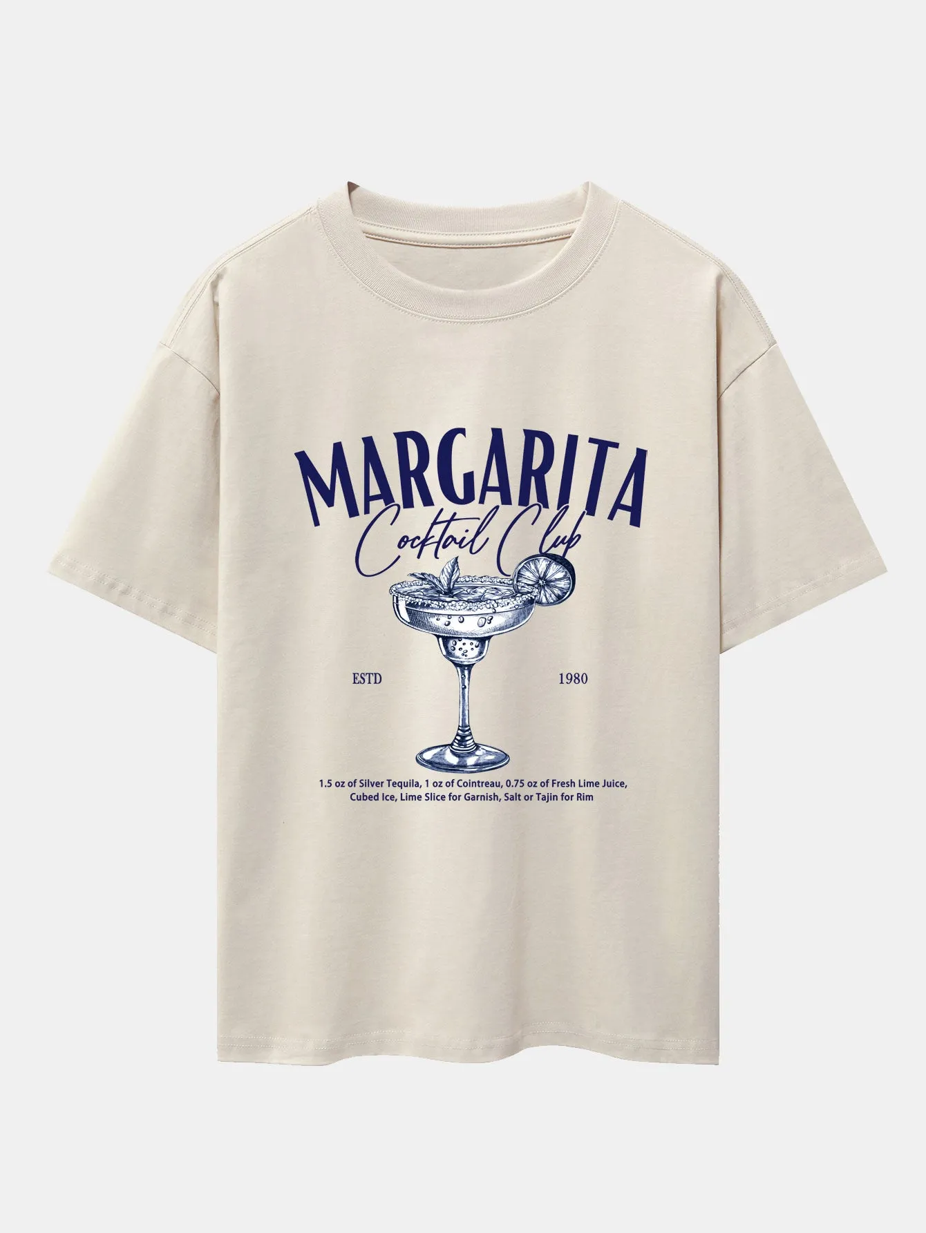 Margarita Cocktail Print Drop Shoulder Oversize T-Shirt sold by Hoooyi product image thumbnail 3