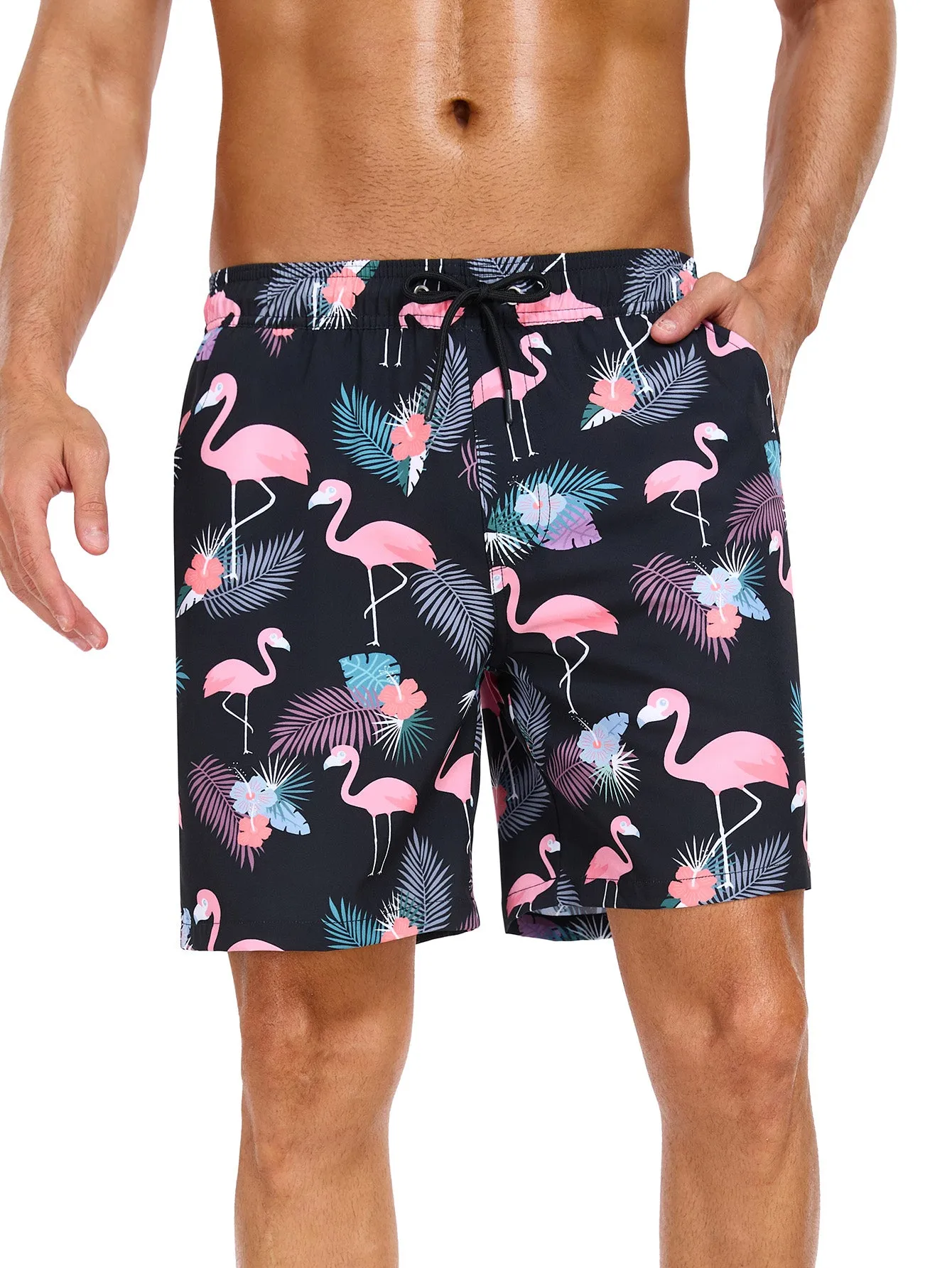 2 In 1 Tropical Flamingo Print Swim Shorts sold by Hoooyi product image thumbnail 4