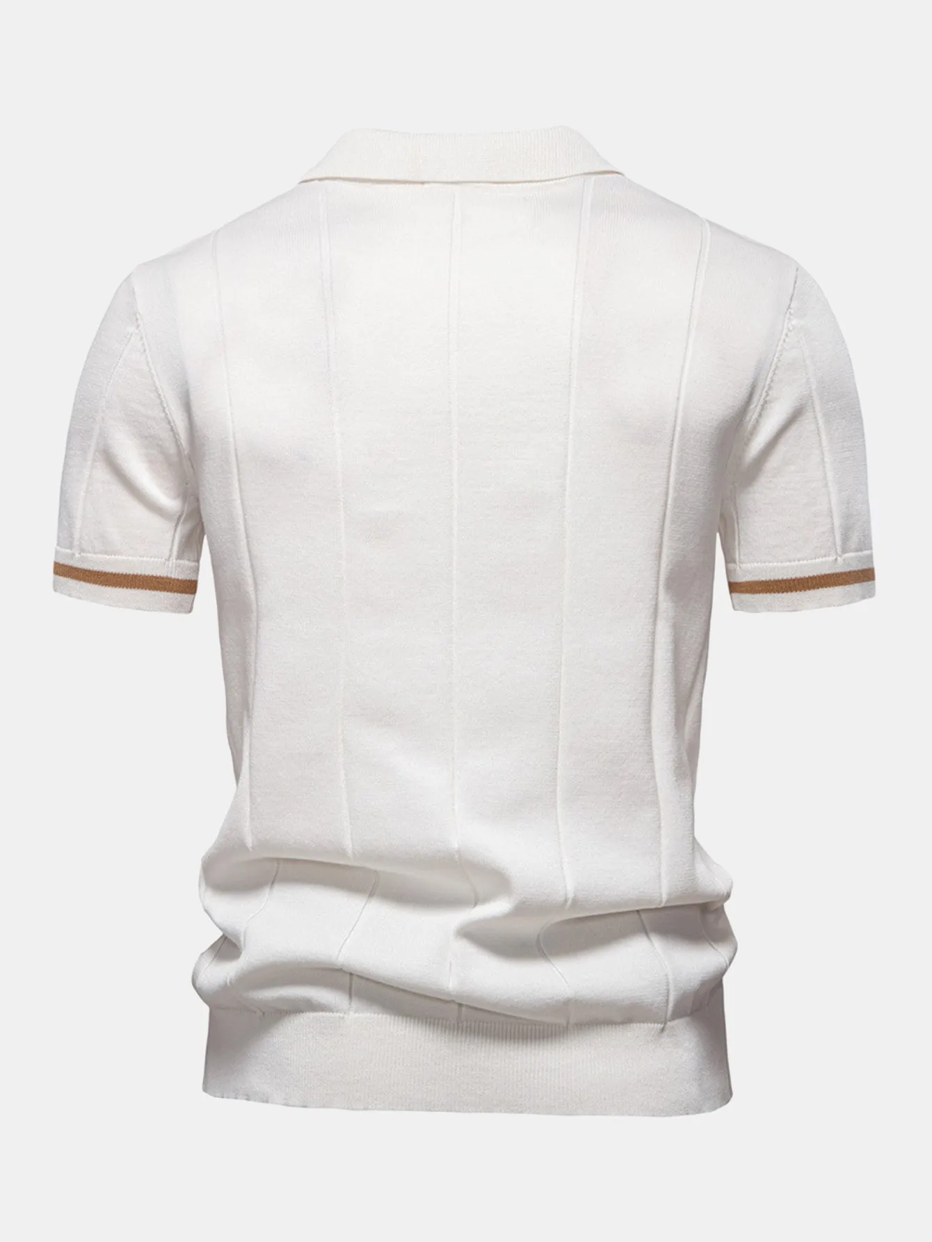 Contrast Trim Zipper Knit Polo Shirt sold by Hoooyi product image thumbnail 4
