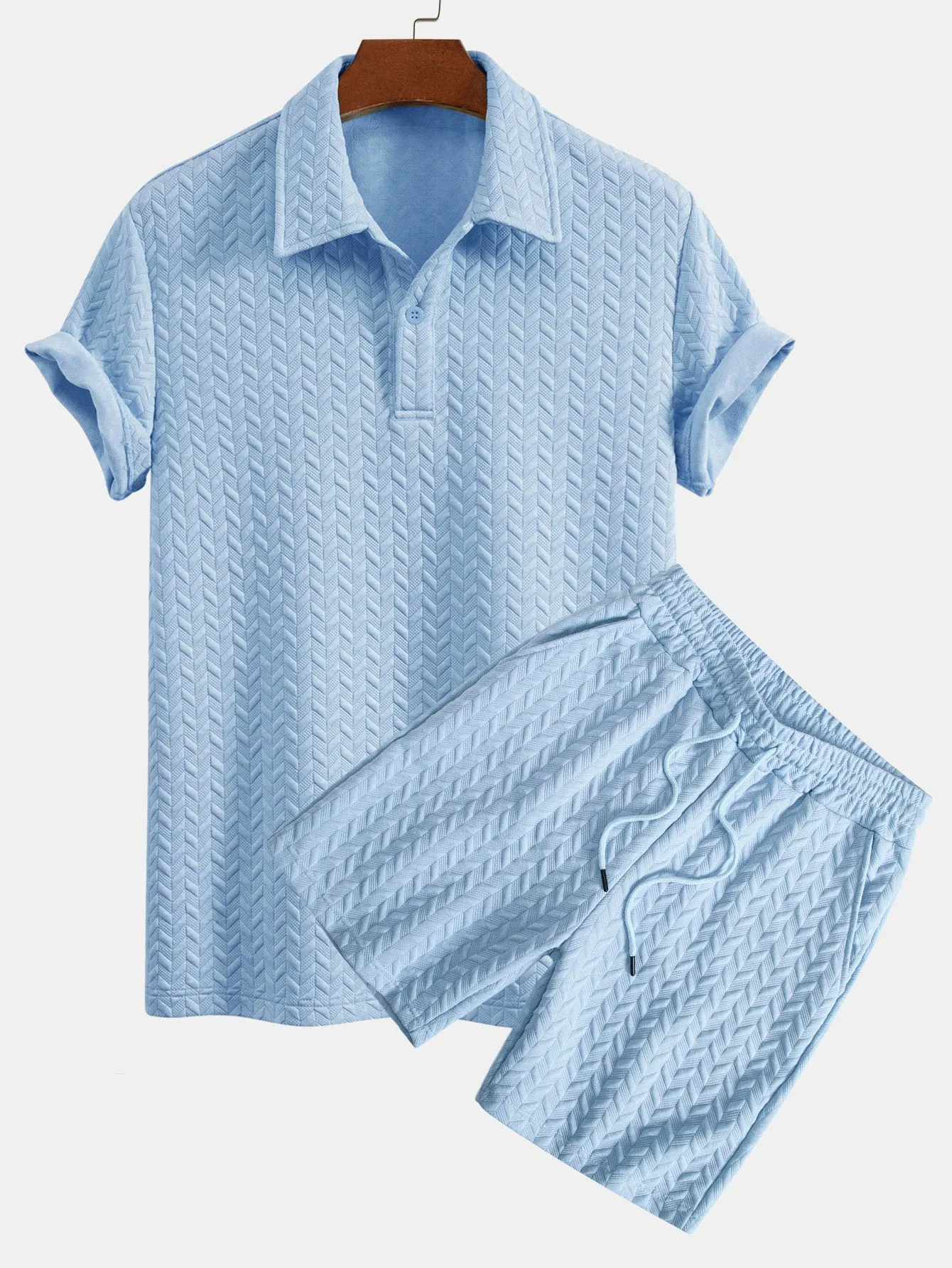 Geometric Jacquard Polo & Geometric Jacquard Shorts sold by Hoooyi product image thumbnail 3
